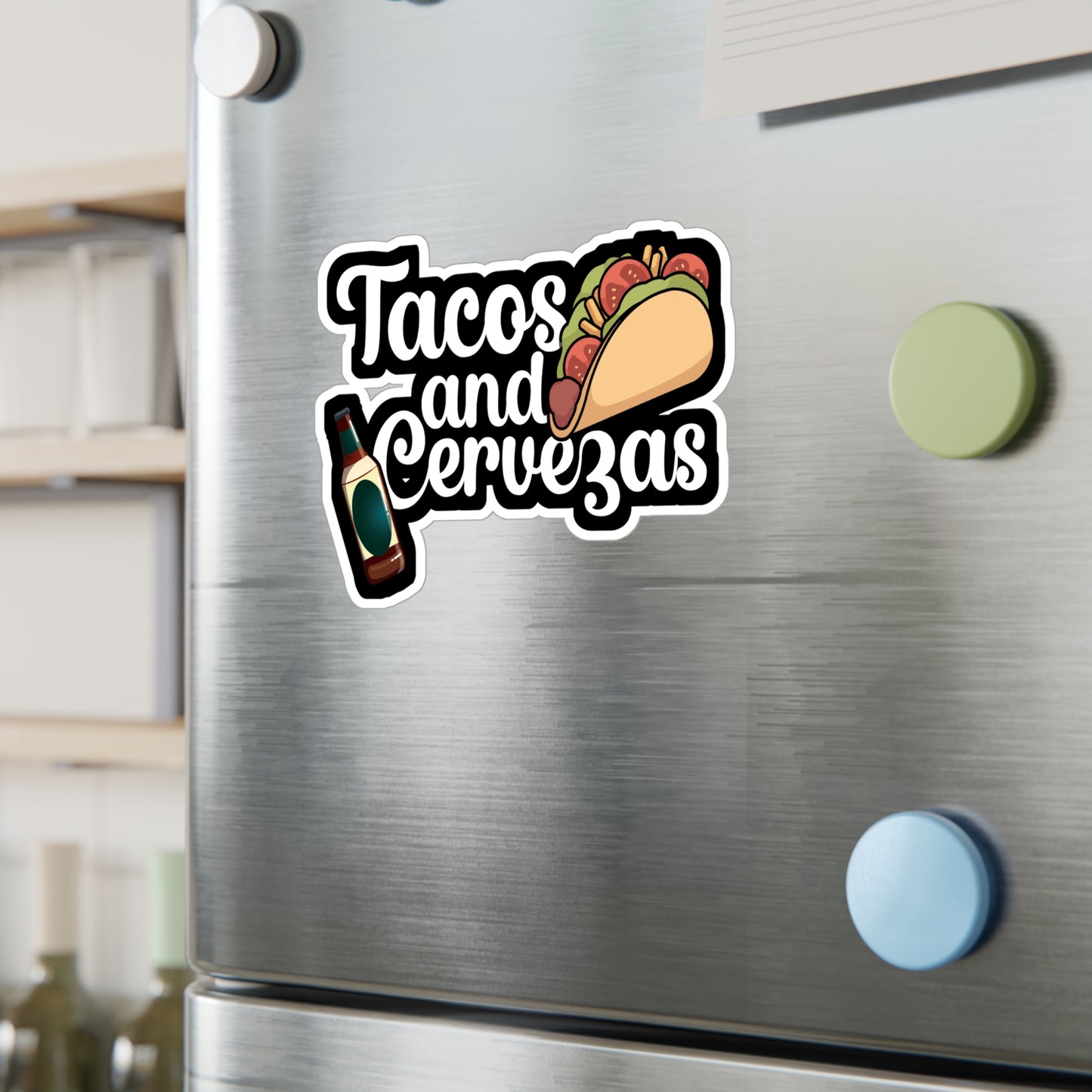 Tacos and Cervezas - Taco Sticker for Wall, Laptop, Window, Truck, Car Taco Gift Vinyl Tacos Decal Sticker