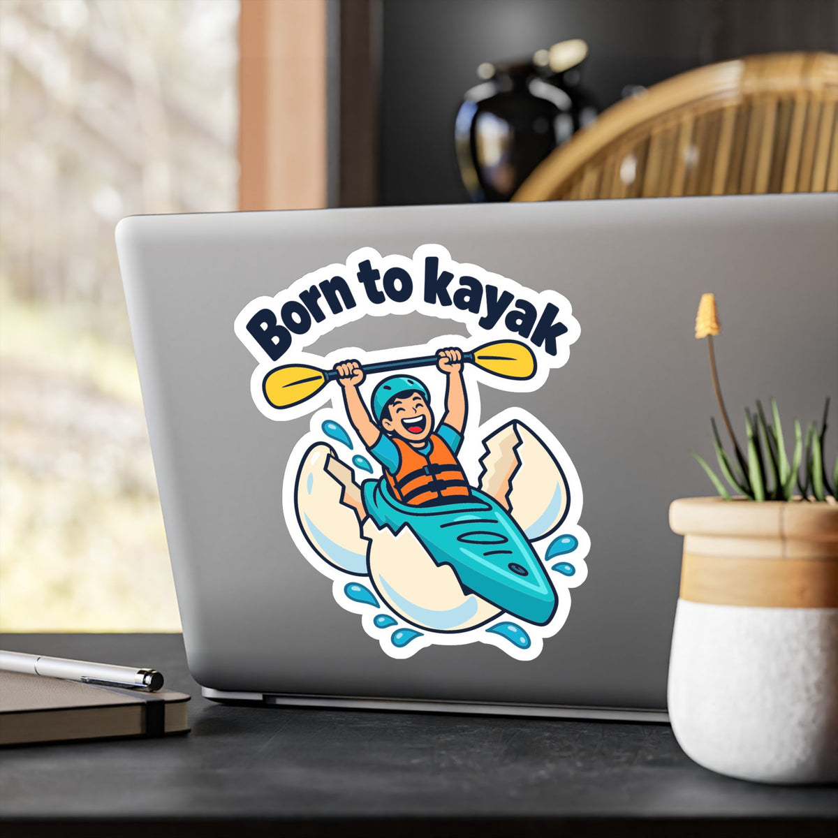 Kayak Sticker - Born to Kayak Decals for Kayaking and Rowing Enthusiasts, Kayaker Design for Laptop or Water Bottle