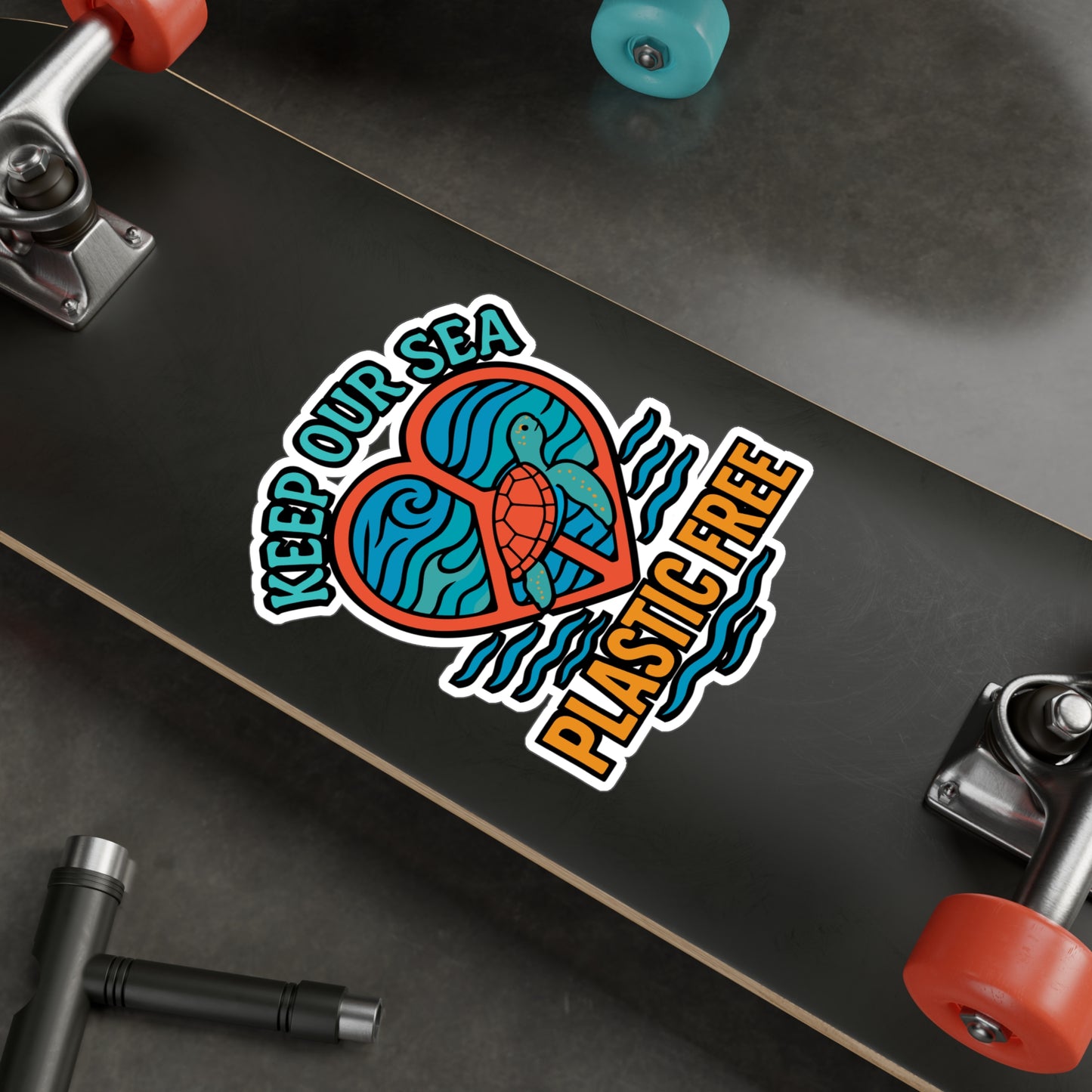 Keep Our Sea Plastic Free – Turtle Sticker for Laptop, Water Bottle & Eco-Friendly Gifts