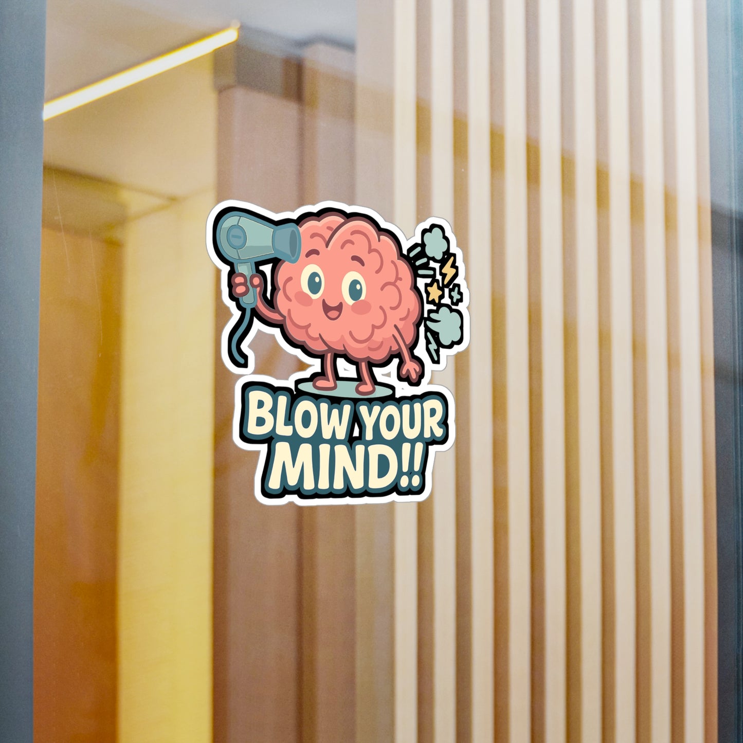 Brain Sticker – "Blow Your Mind" Creative Quirky Decal for Laptop or Water Bottle, Vinyl Waterproof Intelligence Gift