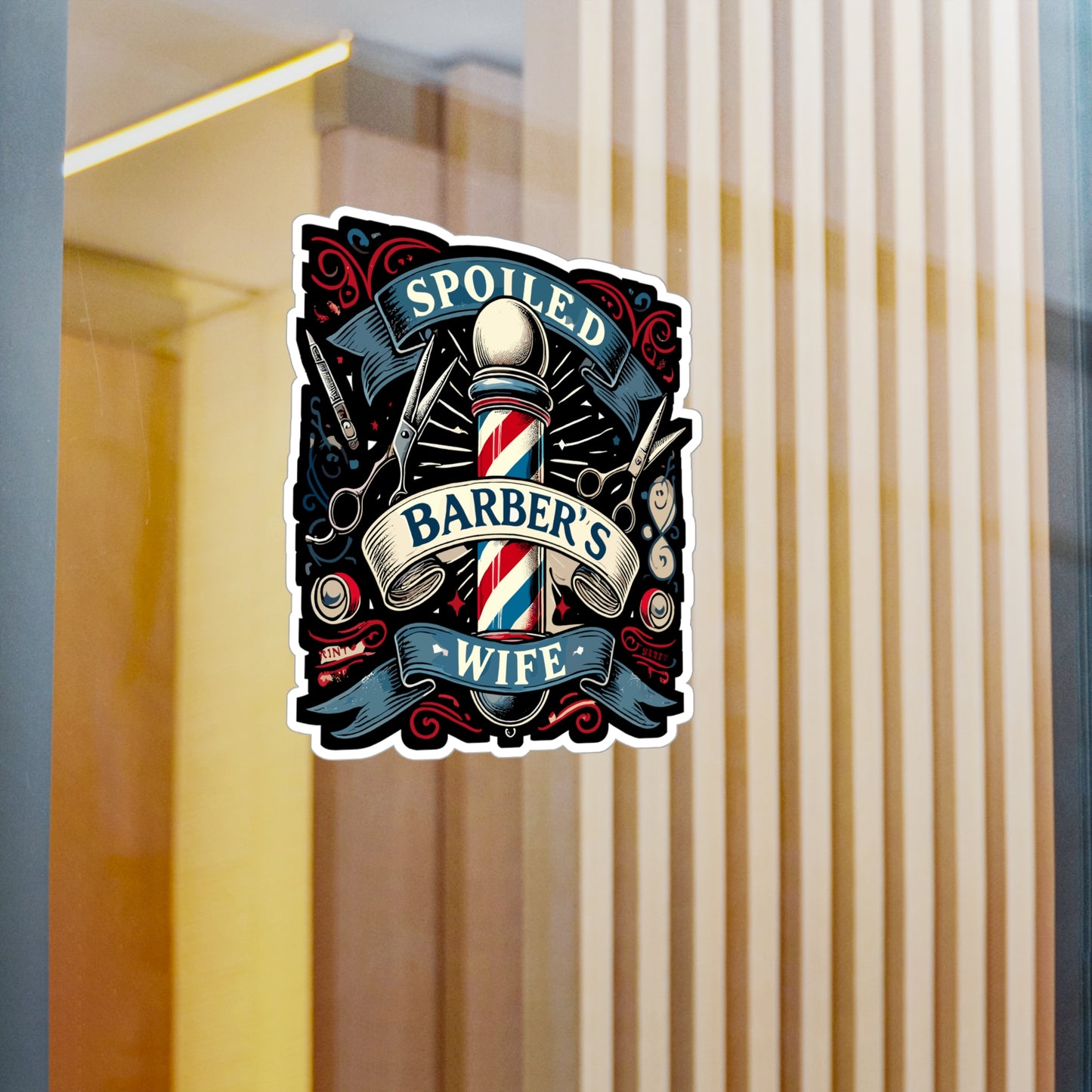 Spoiled Barber's Wife - Barber's wife Sticker for Laptop Sticker. Water Bottle Sticker, Vinyl Barber Decal - Barber's wife Gift