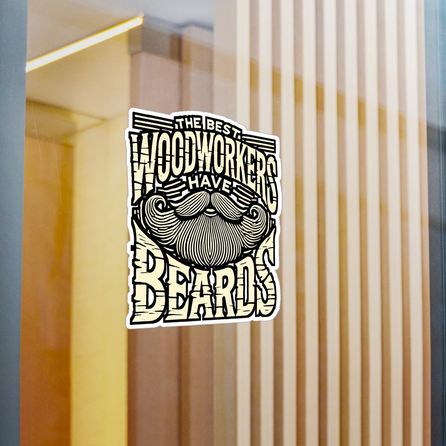 The Best Woodworkers Have Beards – Funny Carpenter Sticker for Laptop, Toolbox or Water Bottle | Hammer Decal Gift for Men