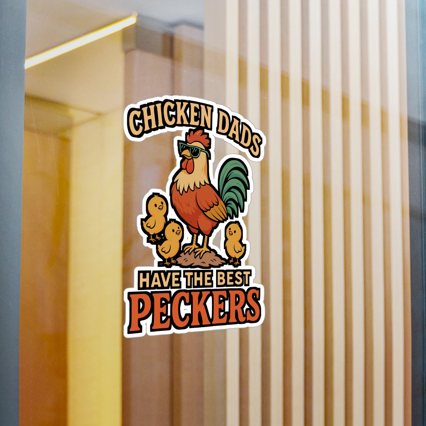 Chicken Dads Have The Best Peckers – Funny Rooster Sticker for Laptop or Water Bottle | Chicken Dad Gift, Vinyl Decal