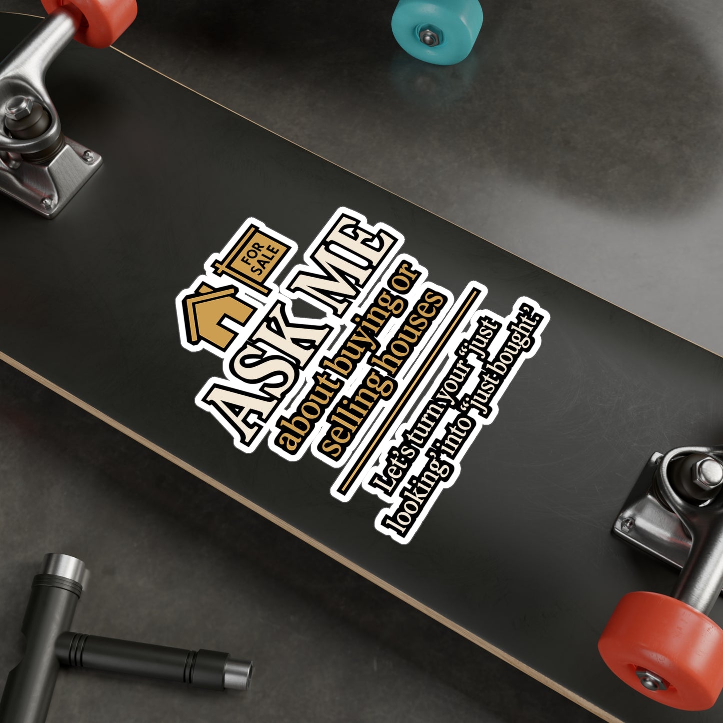 Ask Me About Buying Or Selling Houses – Realtor Sticker for Laptop, Water Bottle & Car | Vinyl Real Estate Decal, Agent Gift