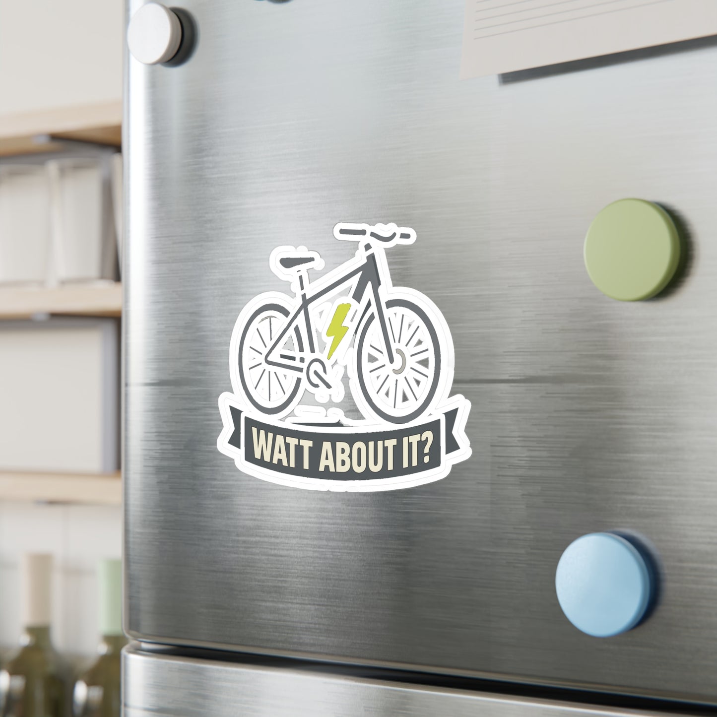 E-bike Sticker "Watt About It" Neon Lightning Vector Decals, Waterproof Vinyl for Laptop, Water Bottle, Unique Electric Bike Accessory
