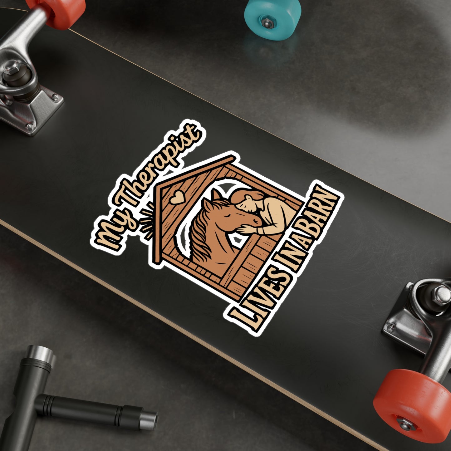 My Therapist Lives in a Barn – Funny Ranch Sticker, Vinyl Decal for Laptop or Water Bottle | Horse Lover Gift