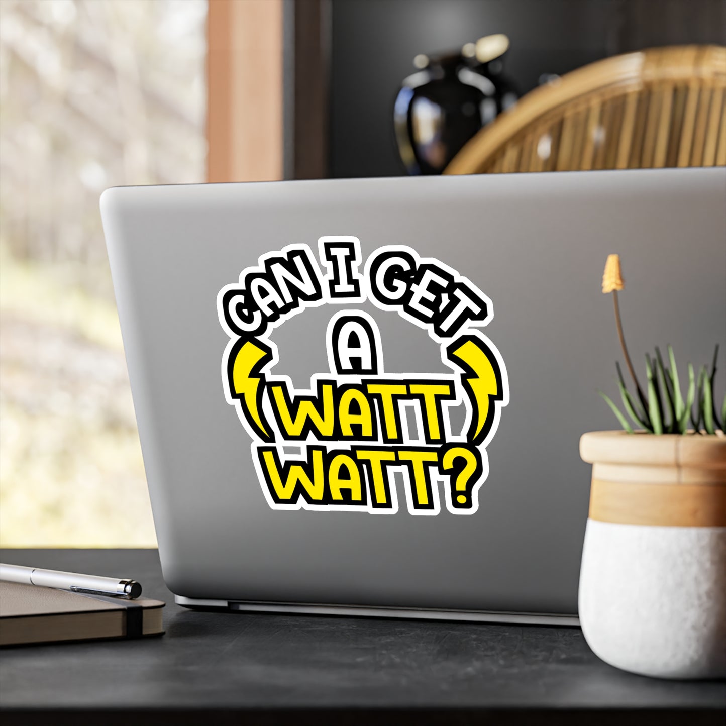 Can I Get A Watt Watt - Electrician Sticker for Wall, Laptop, Window, Truck, Car Electrician Gift Vinyl Stripper Decal Sticker