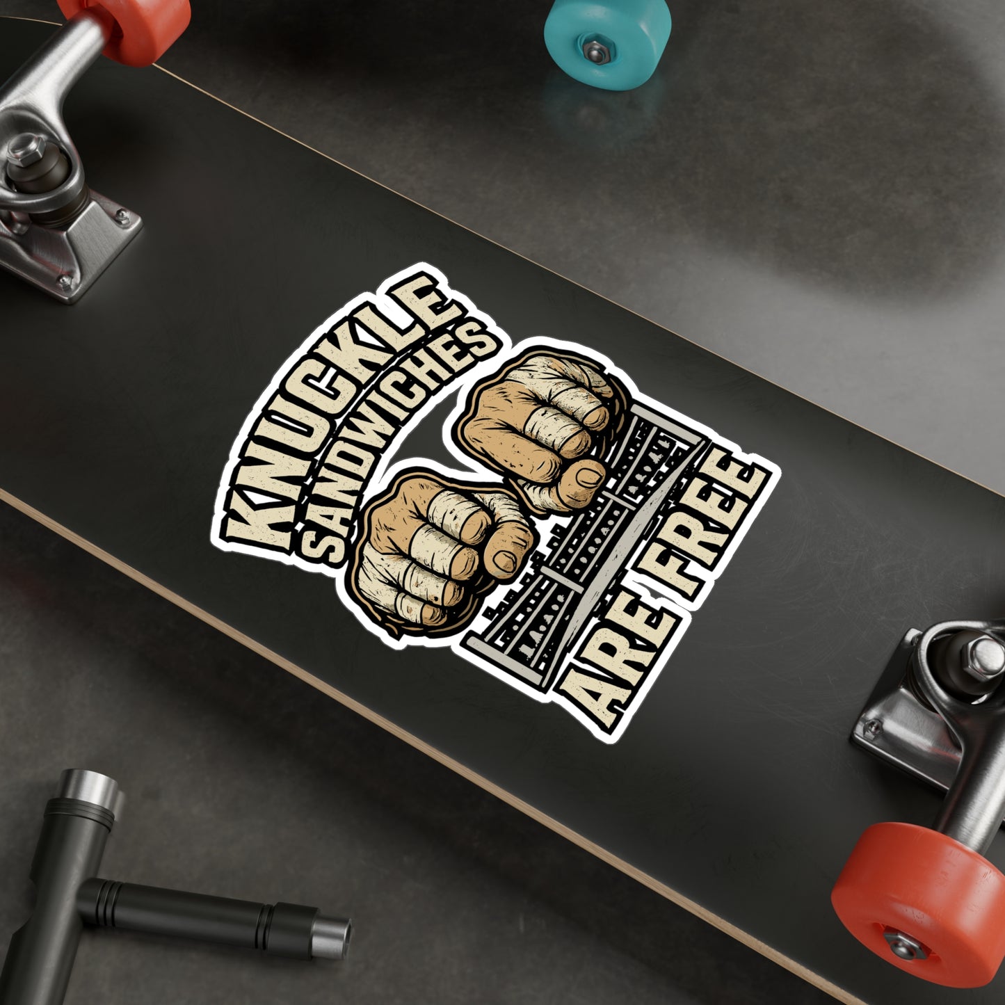 Knuckle Sandwiches Are Free - Boxing Sticker for Laptop, Water Bottle - Funny Gift for Boxers, Gym Fans, Sports Enthusiasts