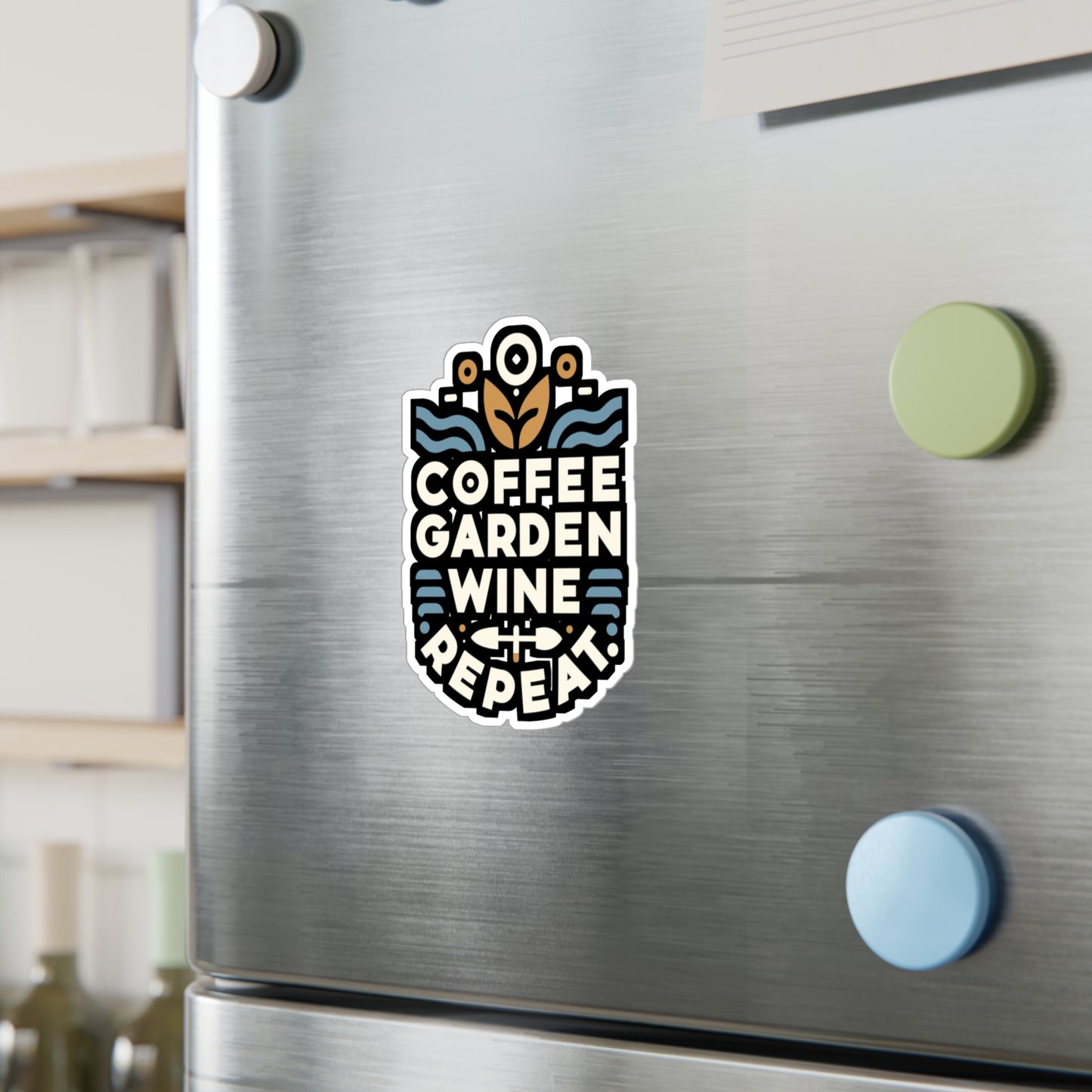 Coffee Garden Wine Repeat - Gardening Sticker for Laptop Sticker. Water Bottle Sticker, Vinyl Landscaper Decal - Gardening Gift