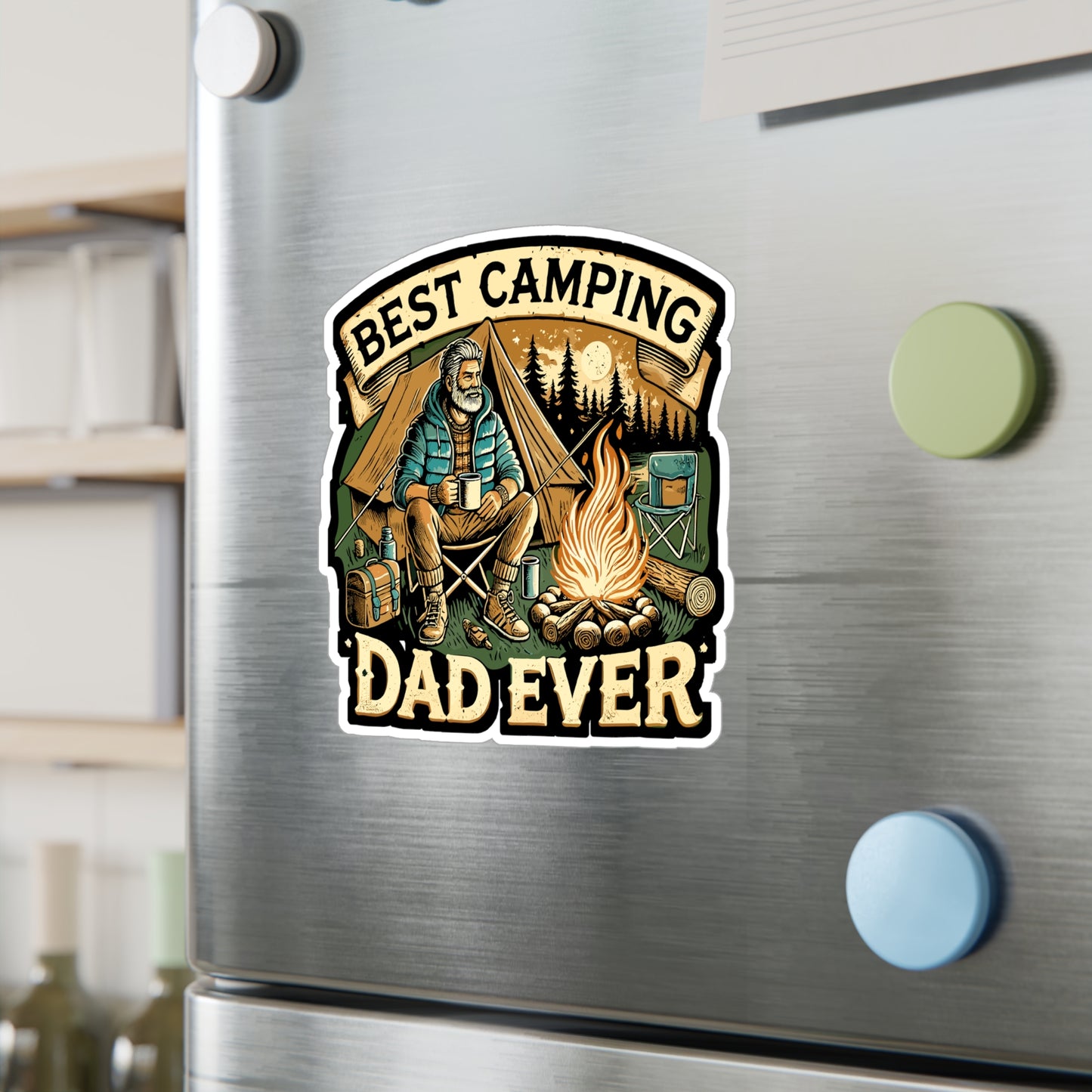 Best Camping Dad Ever - Camping Sticker for Laptop Sticker. Water Bottle Sticker, Vinyl Outdoor dad Decal - Camping Gift