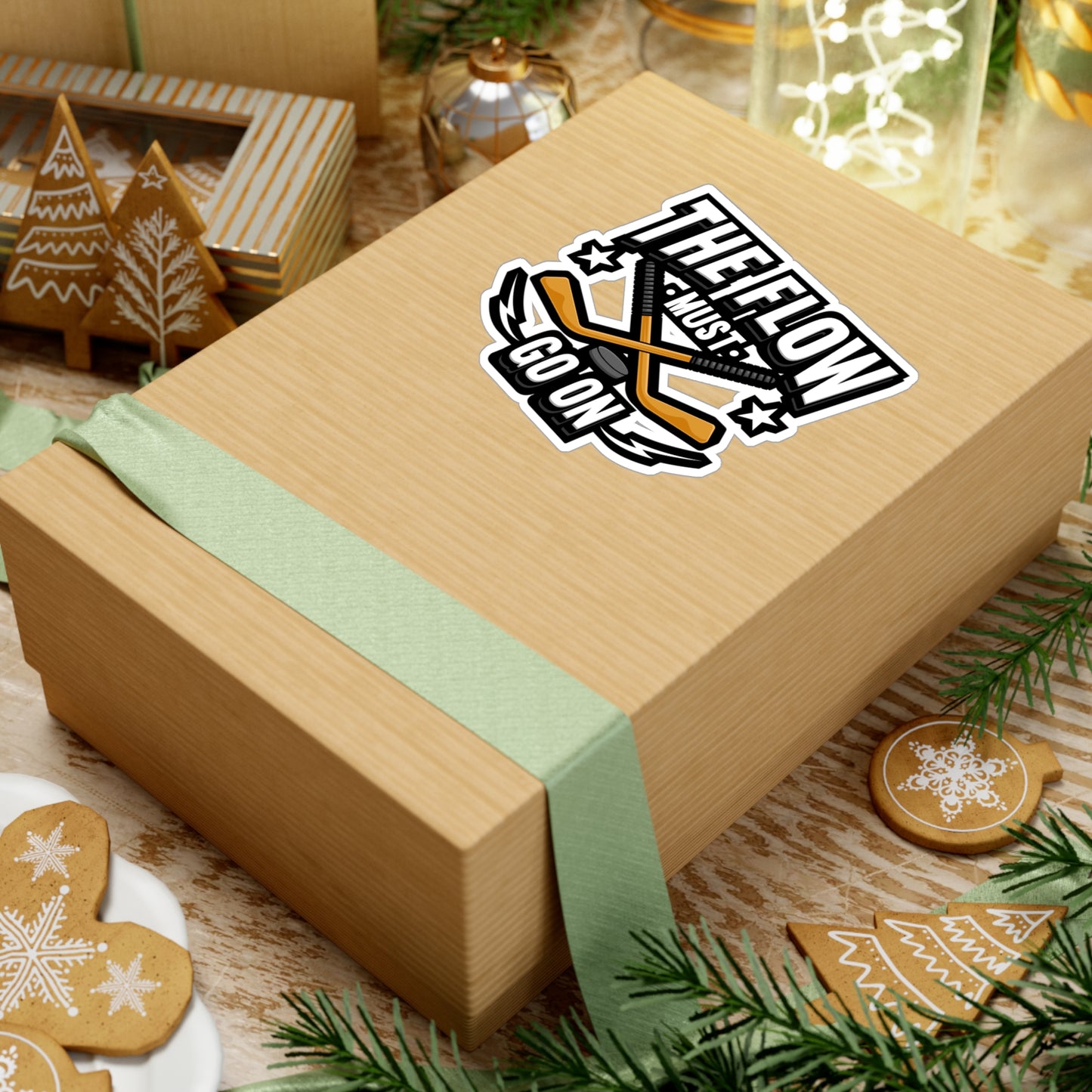 The Flow Must Go On Hockey - Hockey Sticker for Laptop Sticker. Water Bottle Sticker, Vinyl Puck Decal - Hockey Gift