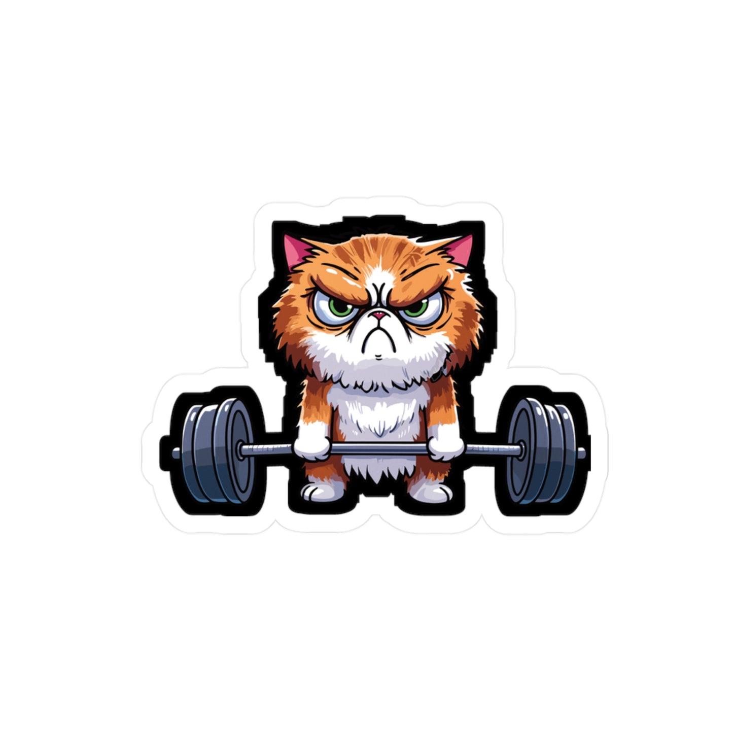 Deadlift Cat Bodybuilding - Weightlifting Sticker for Laptop Sticker. Water Bottle Sticker, Vinyl Muscles Decal - Weightlifting Gift