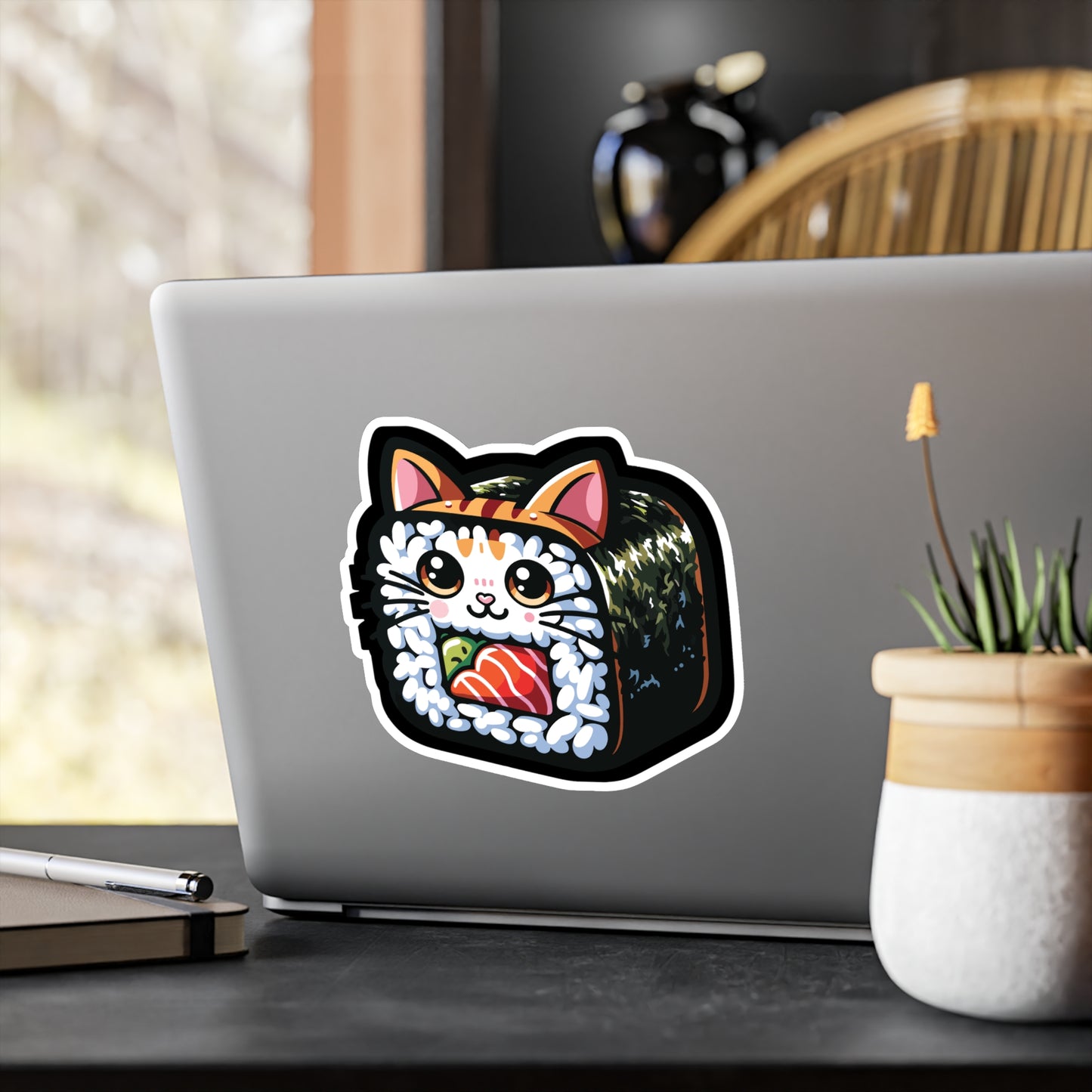 Sushi Cat - Sushi Sticker for Car Window Laptop Sticker. Water Bottle Sticker, Vinyl Fish Decal, Rolls Sticker - Sushi Gift
