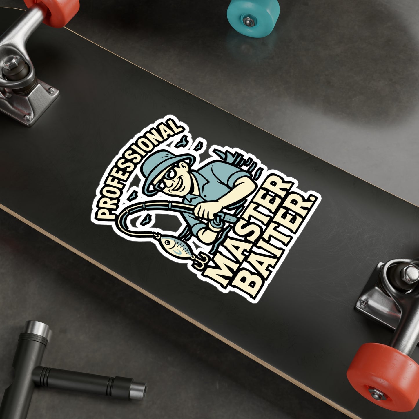 Fishing Sticker – Professional Master Baiter Decals for Angler, Waterproof Vinyl, Funny Angling Gift for Fisherman, Laptop or Water Bottle