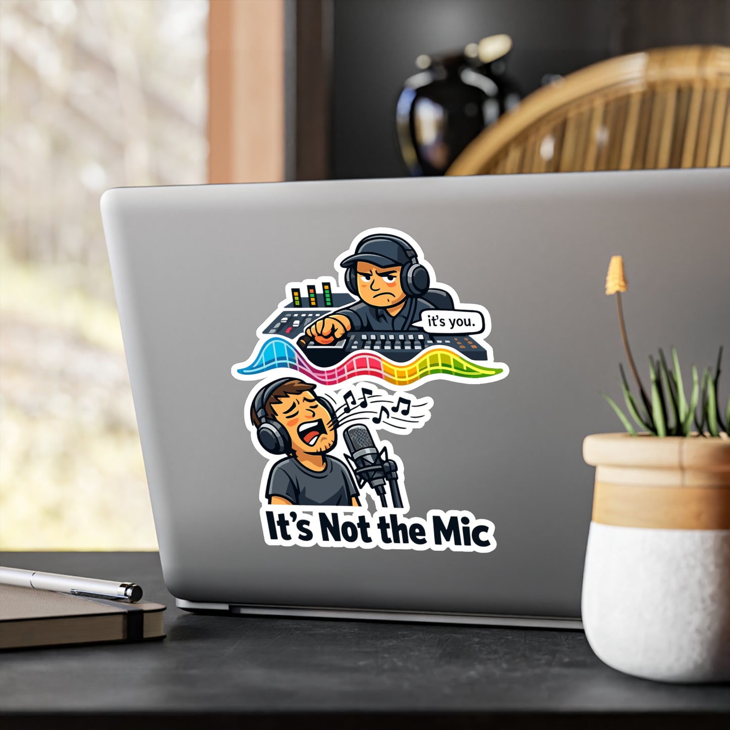 Audio Engineer Sticker “It’s Not the Mic” Funny Sound Engineer Decals Waterproof Vinyl for Laptop, Water Bottle Audio Technician Monitor Humor