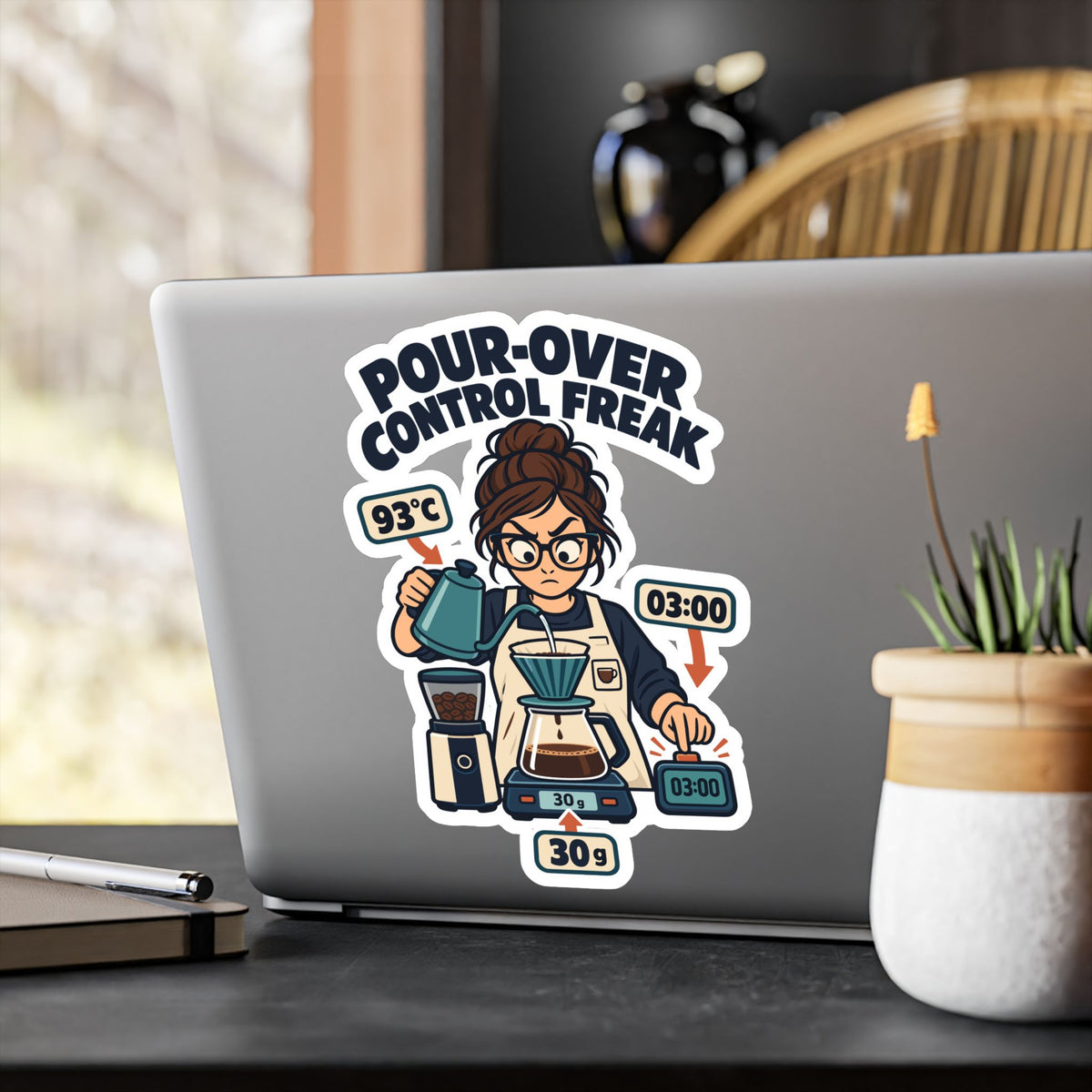 Espresso Sticker - Pour-over Control Freak, Coffee Decals for Your Grinder or Digital Scale
