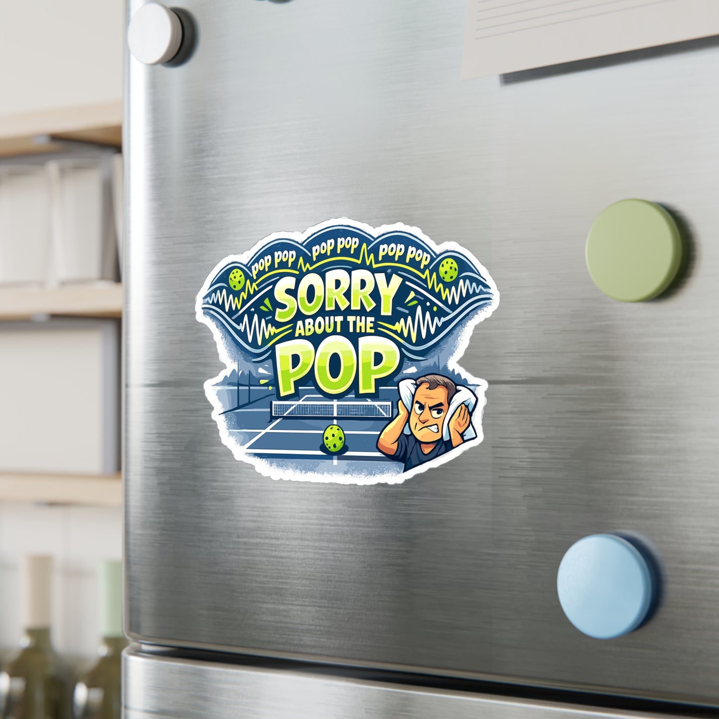 Pickleball Sticker Sorry About The Pop Funny Pickle Athlete Competition Decals Waterproof Vinyl for Laptop Water Bottle