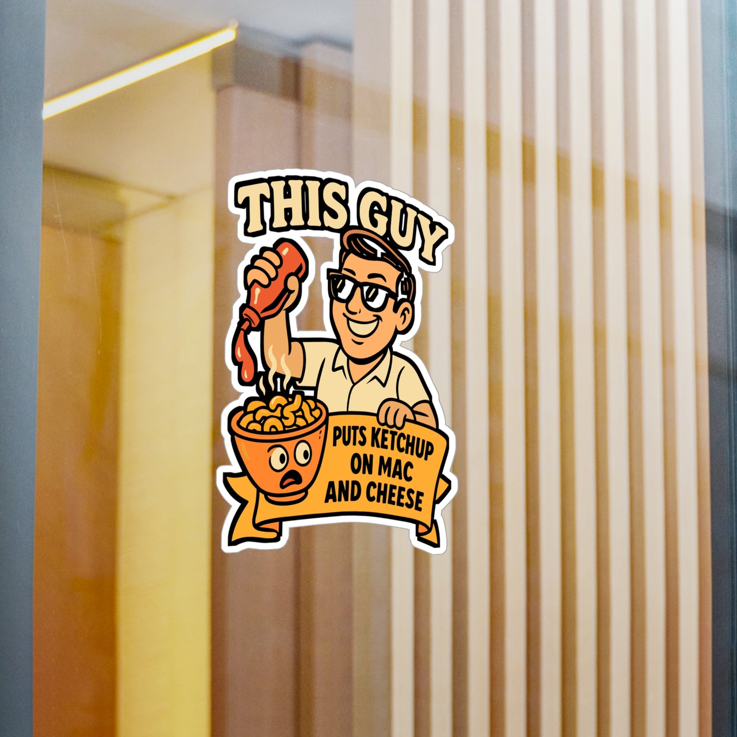 This Guy Puts Ketchup On Mac And Cheese – Funny Macaroni Sticker for Laptop or Water Bottle | Vinyl Food Decal, Gag Gift for Cheese Lovers