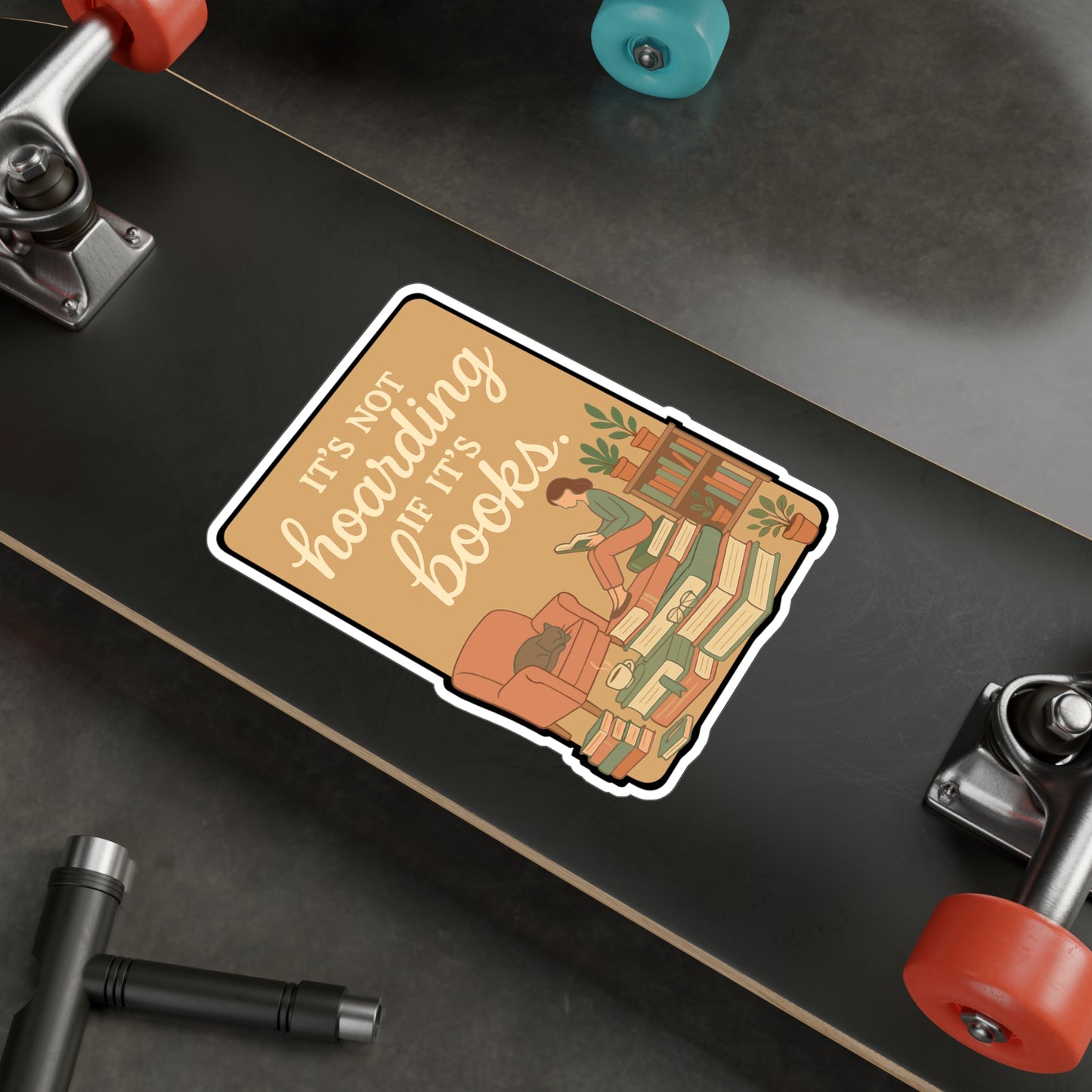 Reading Sticker – "It’s Not Hoarding If It’s Books" Vinyl Decal for Laptops & Water Bottles, Literature Lover Books Decor, Waterproof