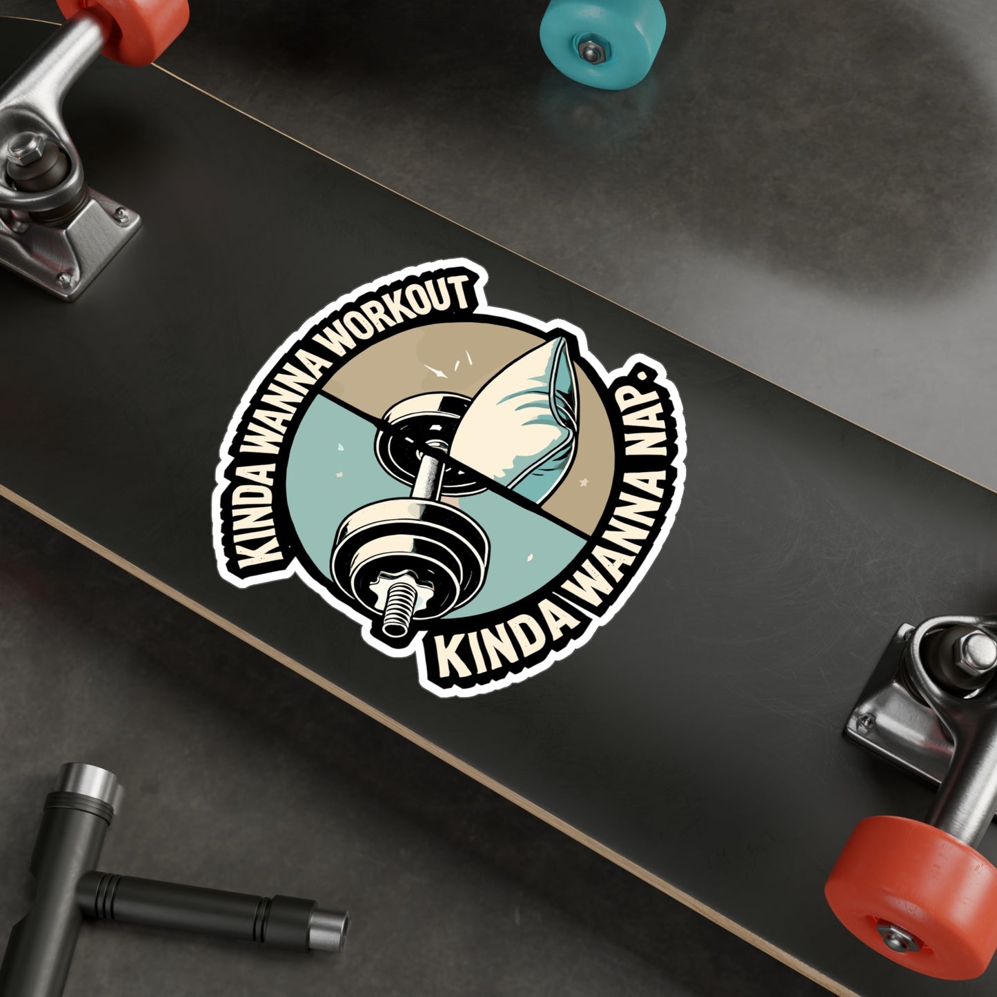 Kinda Wanna Workout Kinda Wanna Nap - Fitness Sticker for Laptop Sticker. Water Bottle Sticker, Vinyl Workout Decal - Fitness Gift