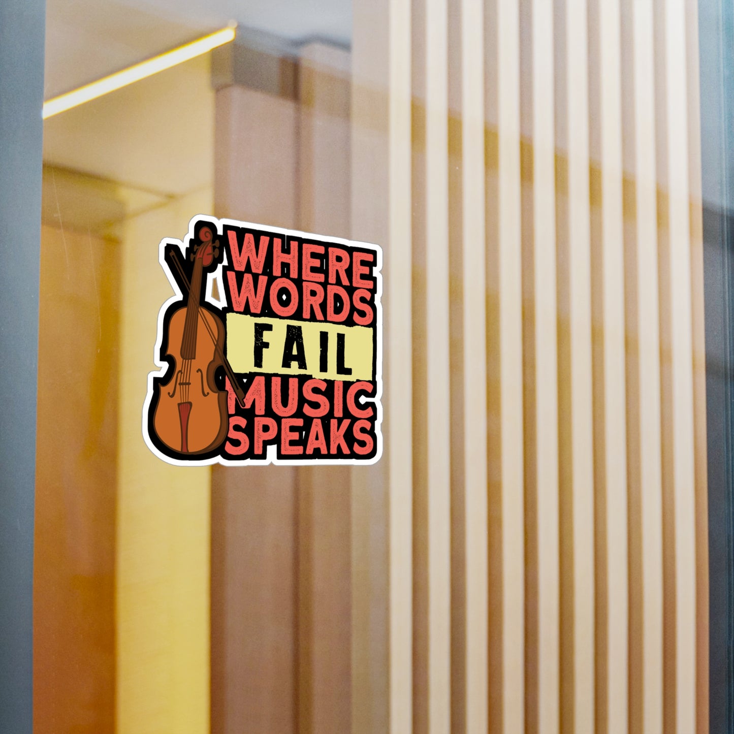 Where Words Fail Music Speaks - Teacher Sticker for Laptop Sticker. Water Bottle Sticker, Vinyl Musical Decal - Teacher Gift