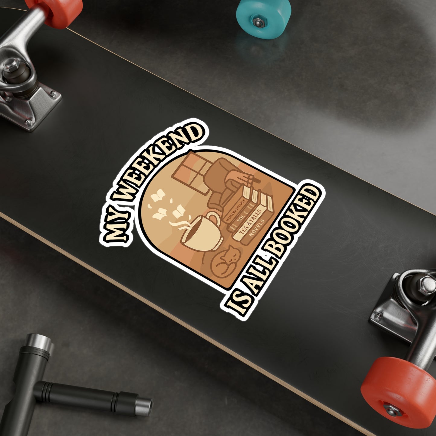 Reading Sticker – "My Weekend Is All Booked" Book Lover Decals, Literature Gift for Laptops, Waterproof Vinyl for Water Bottles, Lit-Inspired Design