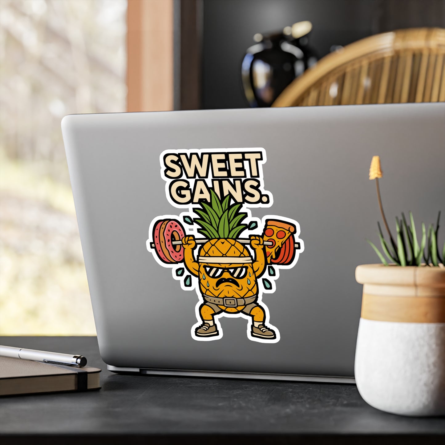 Sweet Gains - Gym Sticker for Water Bottle, Laptop, Fitness Lovers, Motivational Workout Gift for Men & Women
