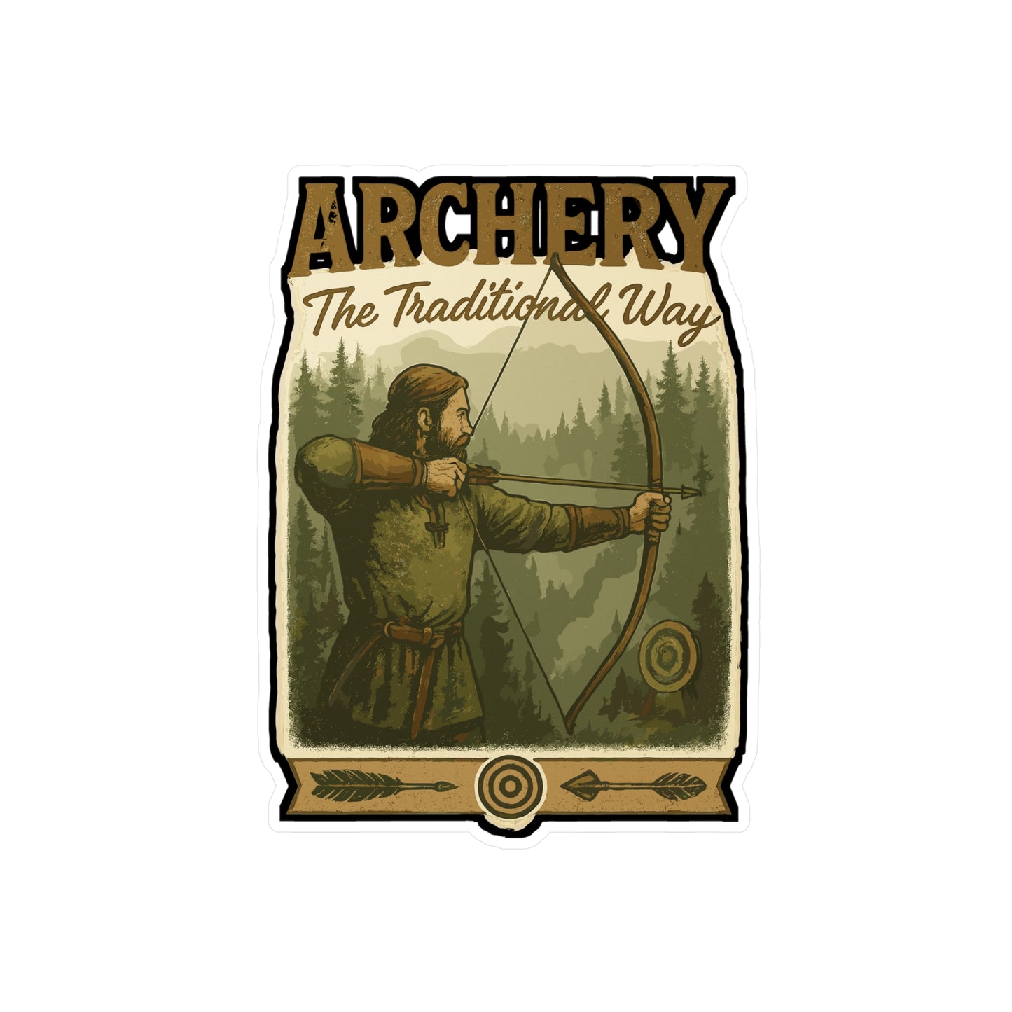 Archery The Traditional Way - Archery Sticker for Laptop, Water Bottle, Gift for Traditional Archers and Bow Enthusiasts
