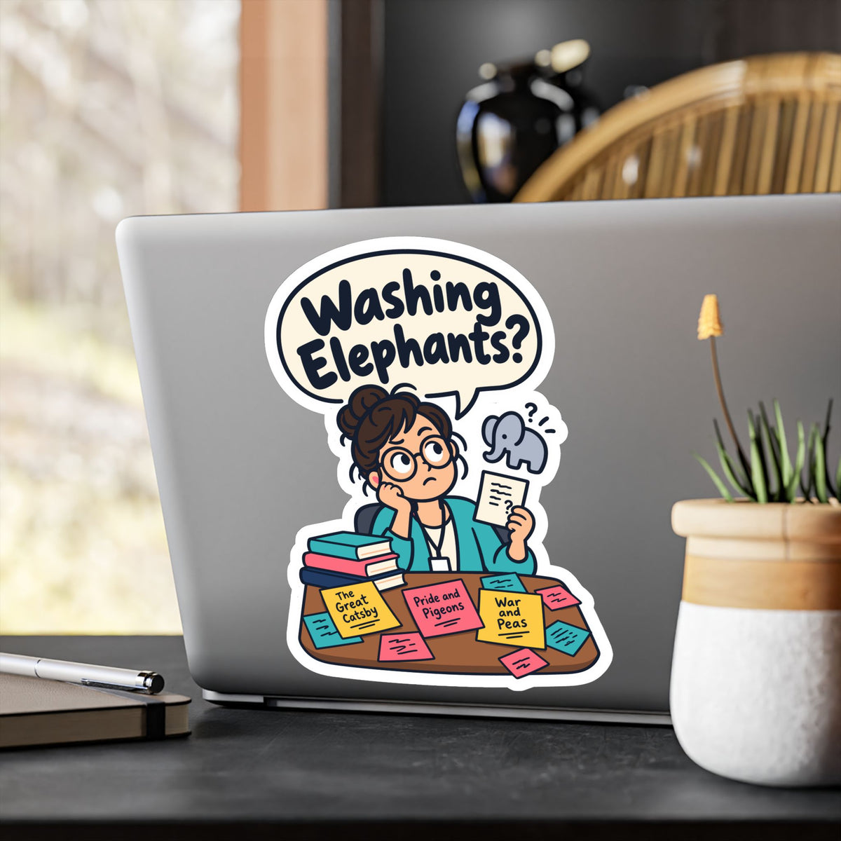 Librarian Sticker - Washing Elephants? Fabulous and Magical Unicorn Decals for Laptop or Water Bottle