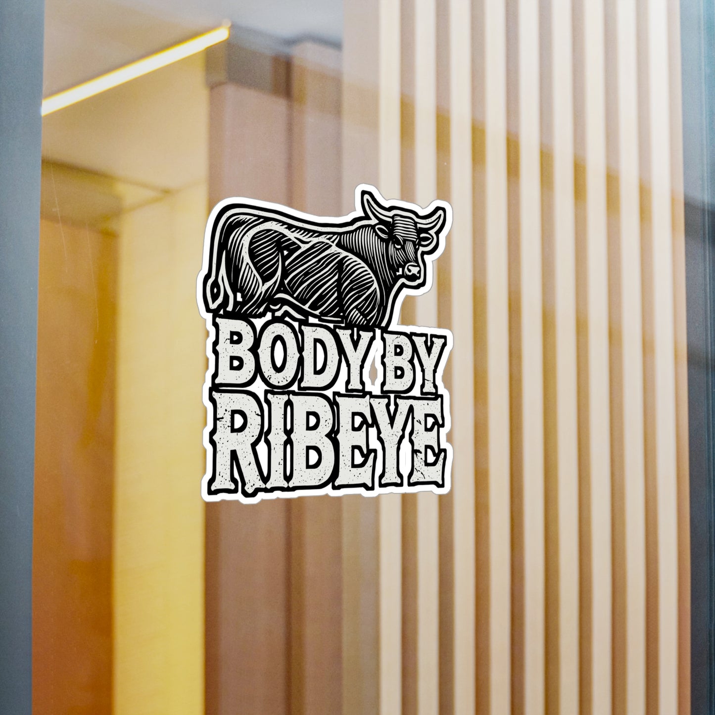 Body By Ribeye – Vinyl Beef Decal for Car Window, Laptop, or Water Bottle | Steaks Gift, Ribeye Sticker