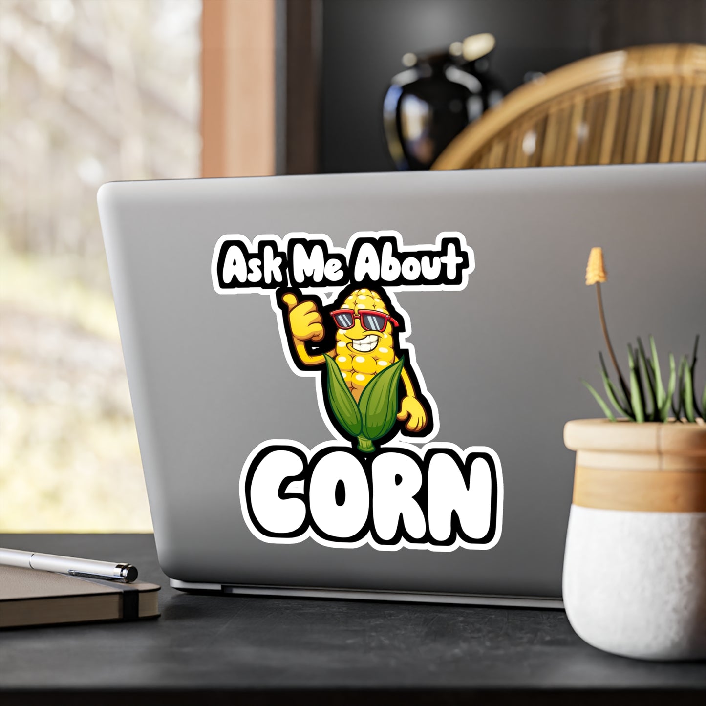 Ask Me About Corn - Farmer Sticker for Wall, Laptop, Window, Truck, Car Farmer Gift Vinyl Farm Decal Sticker