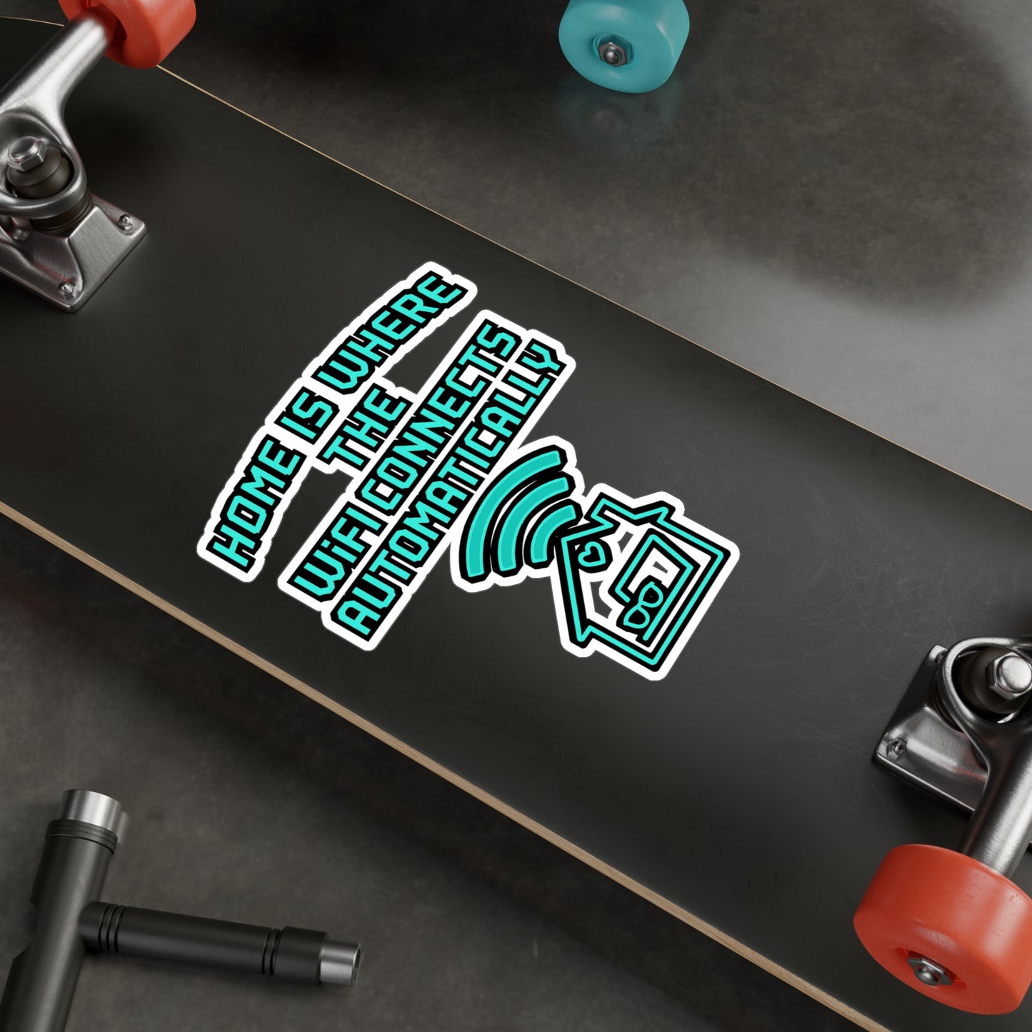 Nerd Sticker - Home Is Where The Wifi Connects Automatically Decals for Laptop, Water Bottle | Geek Internet Vinyl, Waterproof