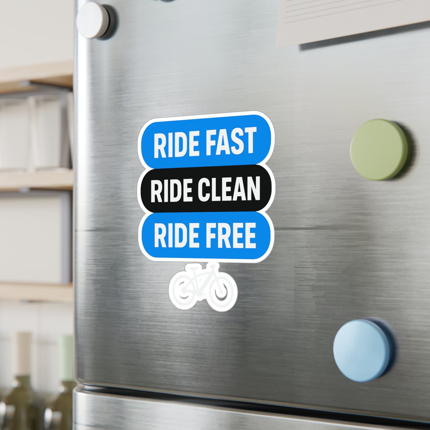 Mantra Sticker – "Ride Fast Ride Clean Ride Free" Minimalism Electric Mobility Decals, Waterproof Vinyl for Laptop or Bike