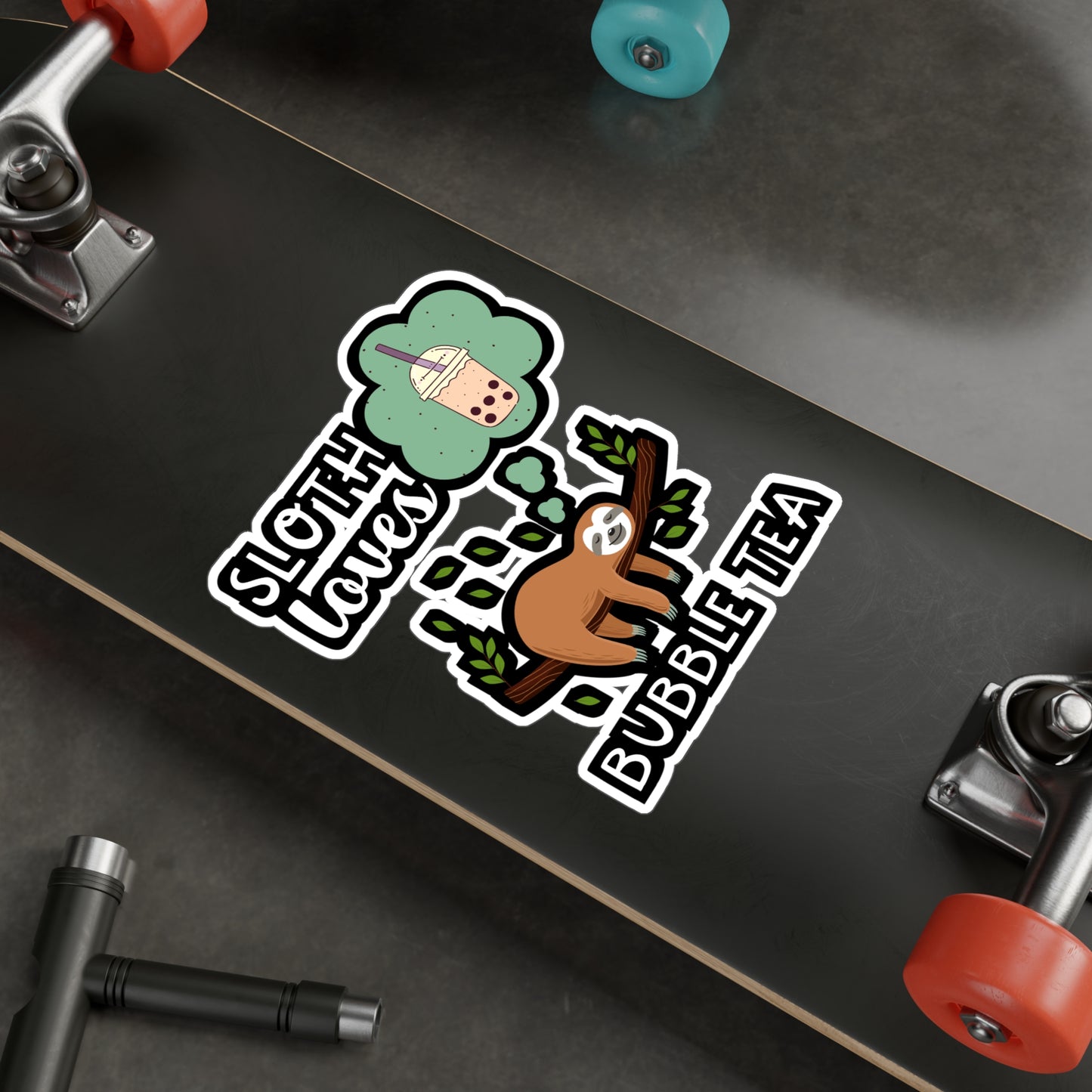 Sloth Loves Bubble Tea - Tea Sticker for Car Window Laptop Sticker. Water Bottle Sticker, Vinyl Chai Decal, Organic Sticker - Tea Gift