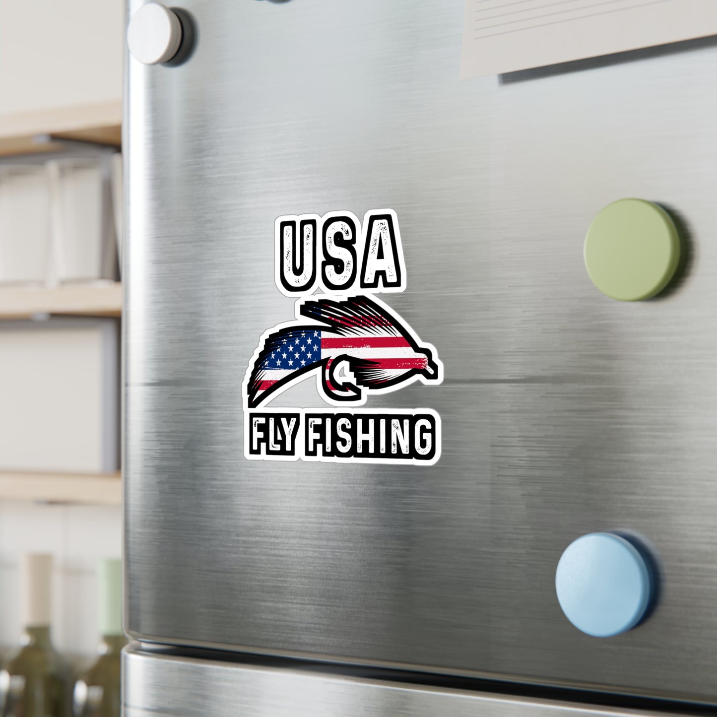 USA Fly Fishing - Fly-fishing Sticker for Laptop Sticker. Water Bottle Sticker, Vinyl Angling Decal - Fly-fishing Gift