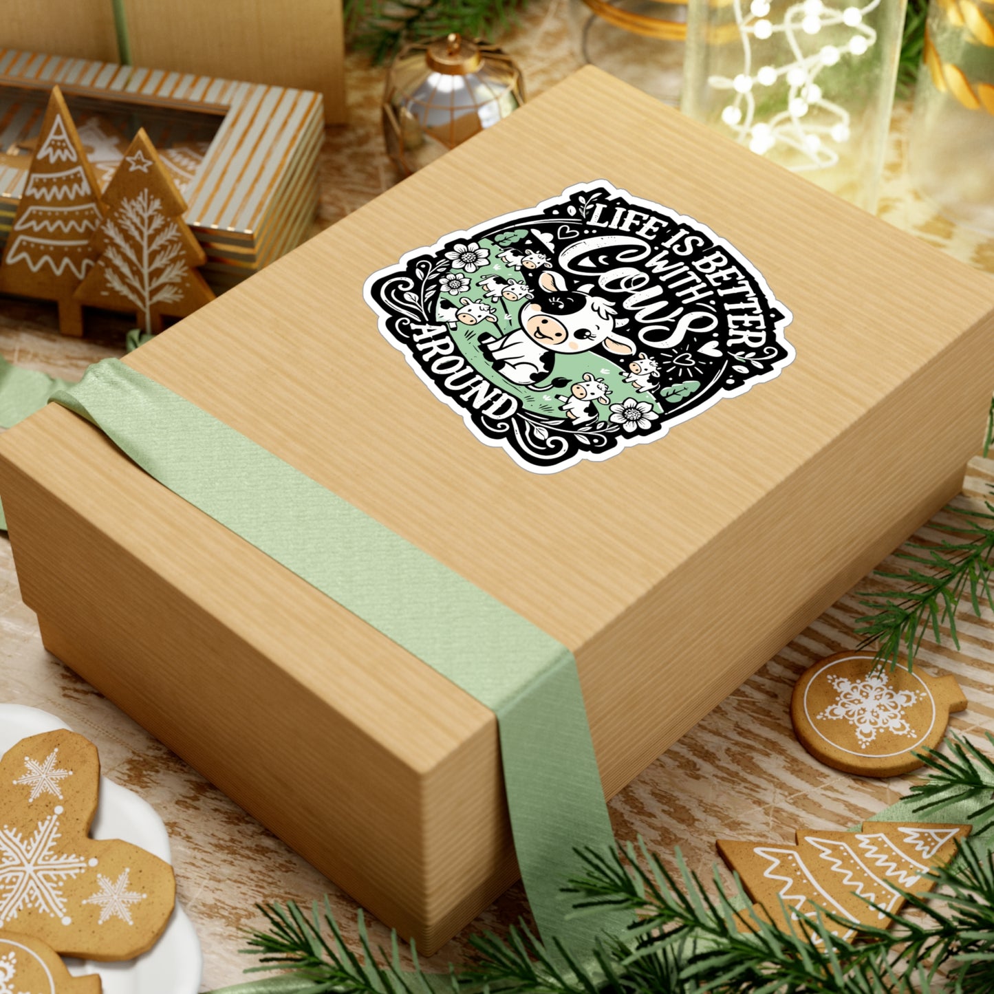 Life Is Better With Cows Around - Cows Sticker for Laptop Sticker. Water Bottle Sticker, Vinyl Farm Decal - Cows Gift