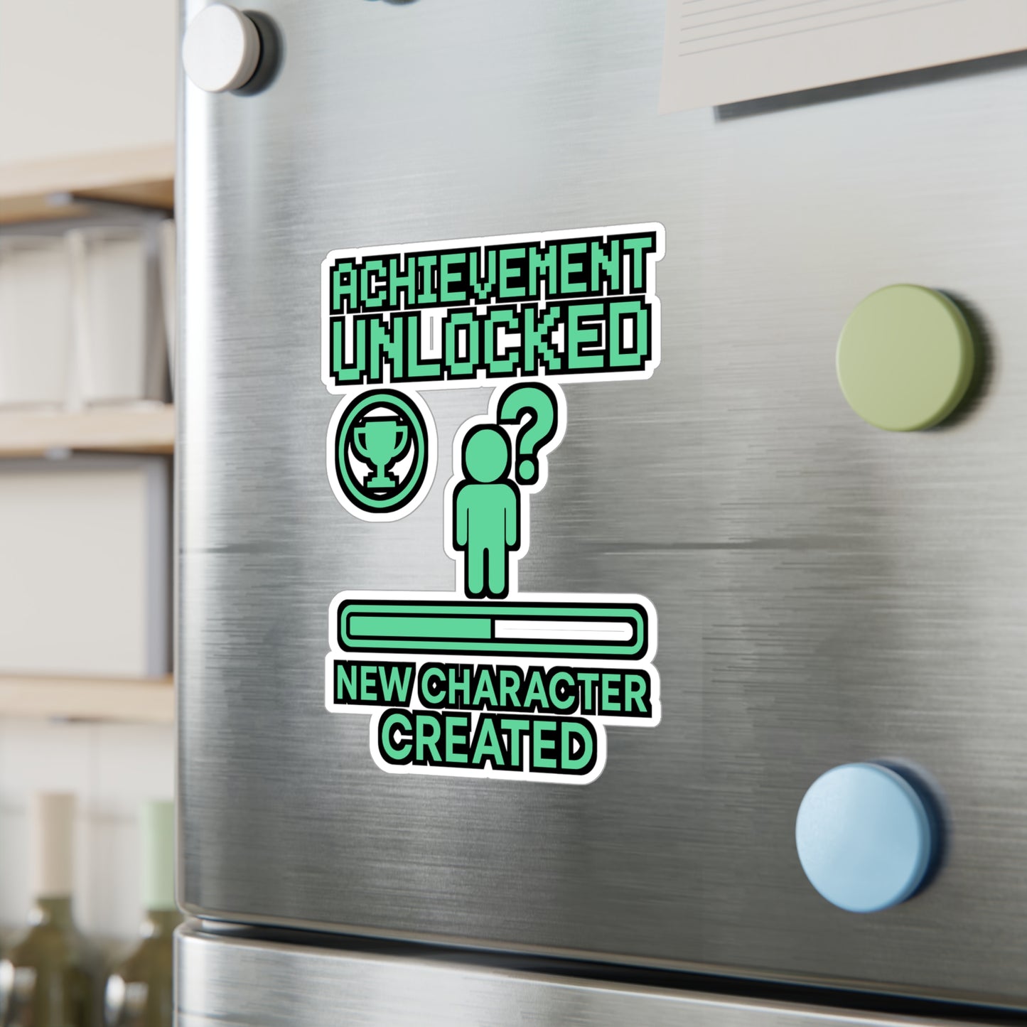 Achievement Sticker – Unlocked New Character Created Decals, Vinyl Waterproof Decor for Laptop, Water Bottle