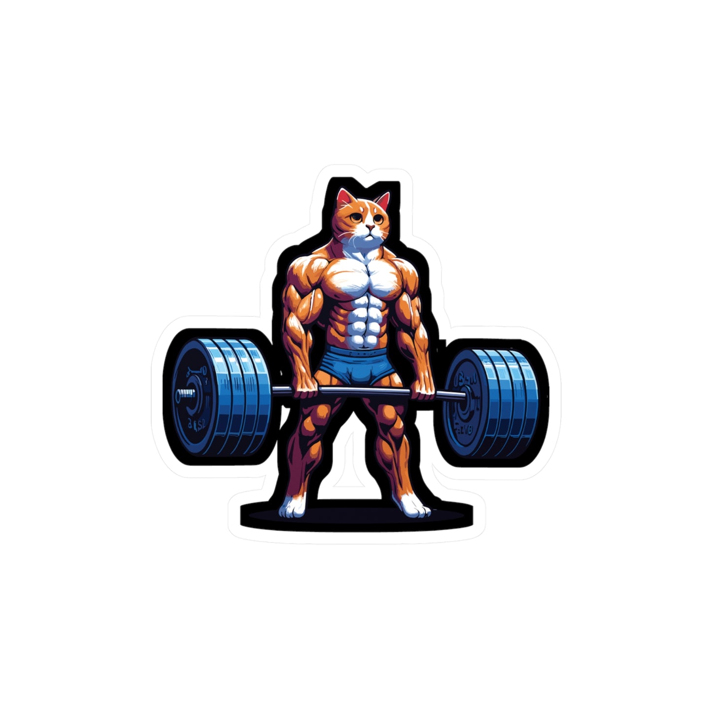 Deadlift Cat Bodybuilding - Weightlifting Sticker for Laptop Sticker. Water Bottle Sticker, Vinyl Muscles Decal - Weightlifting Gift