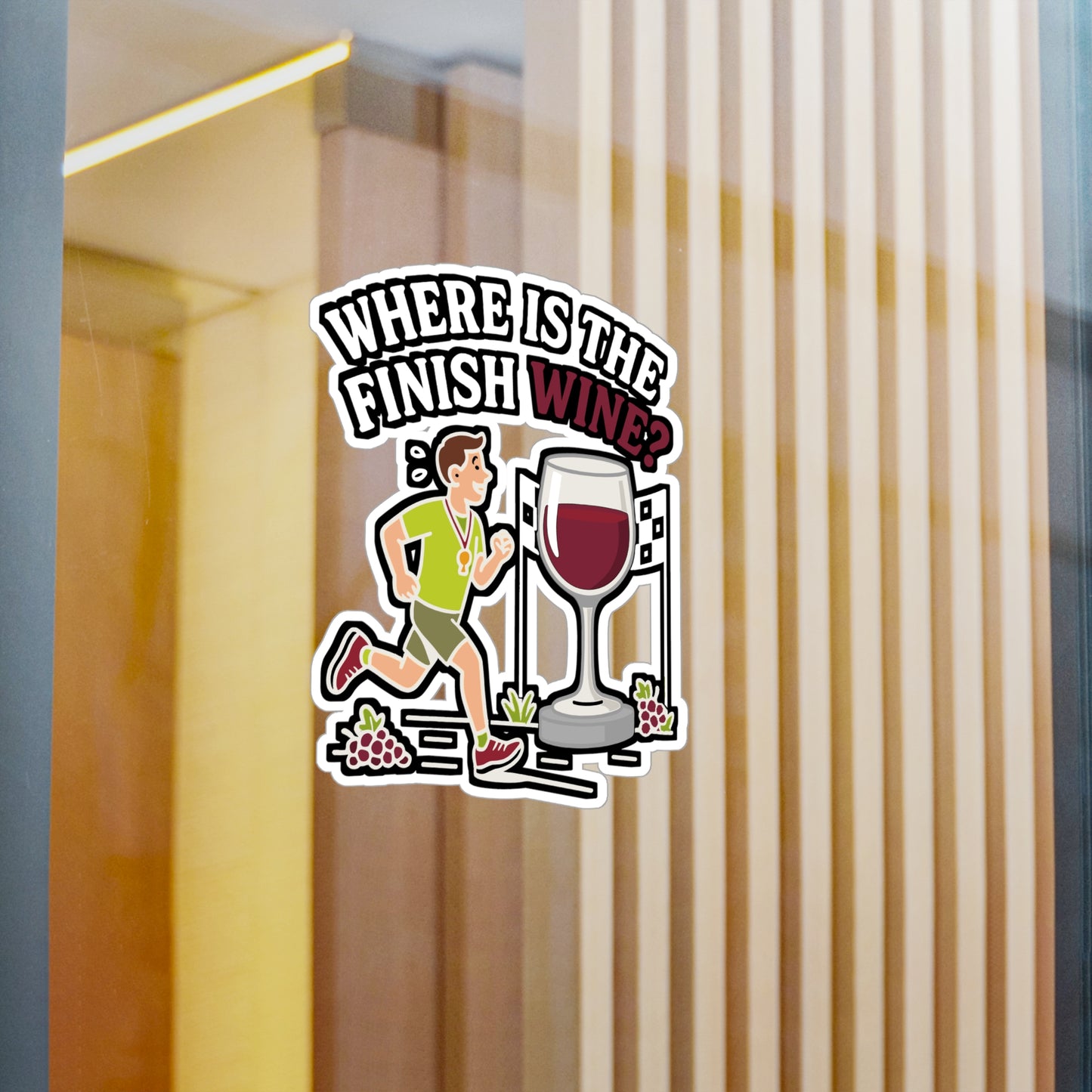 Where Is The Finish Wine? - Running Sticker for Water Bottle, Laptop - Funny Gift for Runners, Marathon Lovers