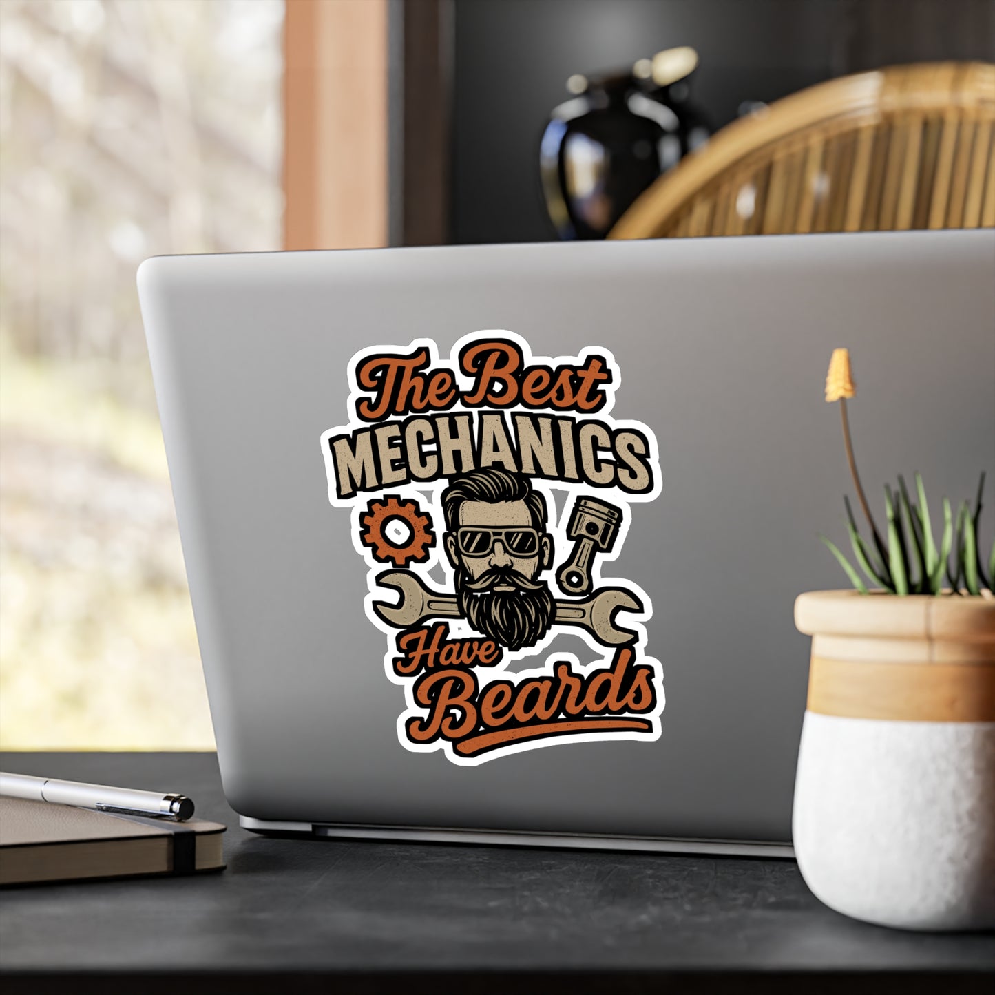 The Best Mechanics Have Beards – Mechanic Sticker for Laptop, Water Bottle & Tool Box | Vinyl Grease Decal, Funny Auto Repair Gift