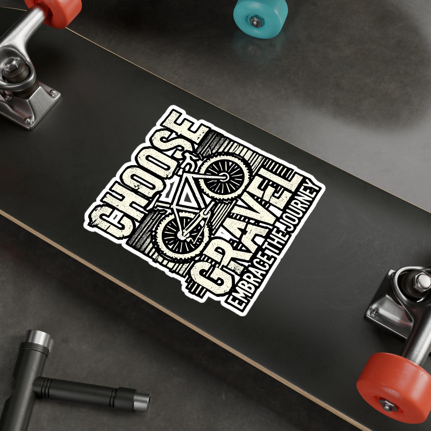 Choose Gravel – Vinyl Cycling Decal for Car Window, Laptop & Water Bottle | Gravel Chain Sticker, Cycling Gift