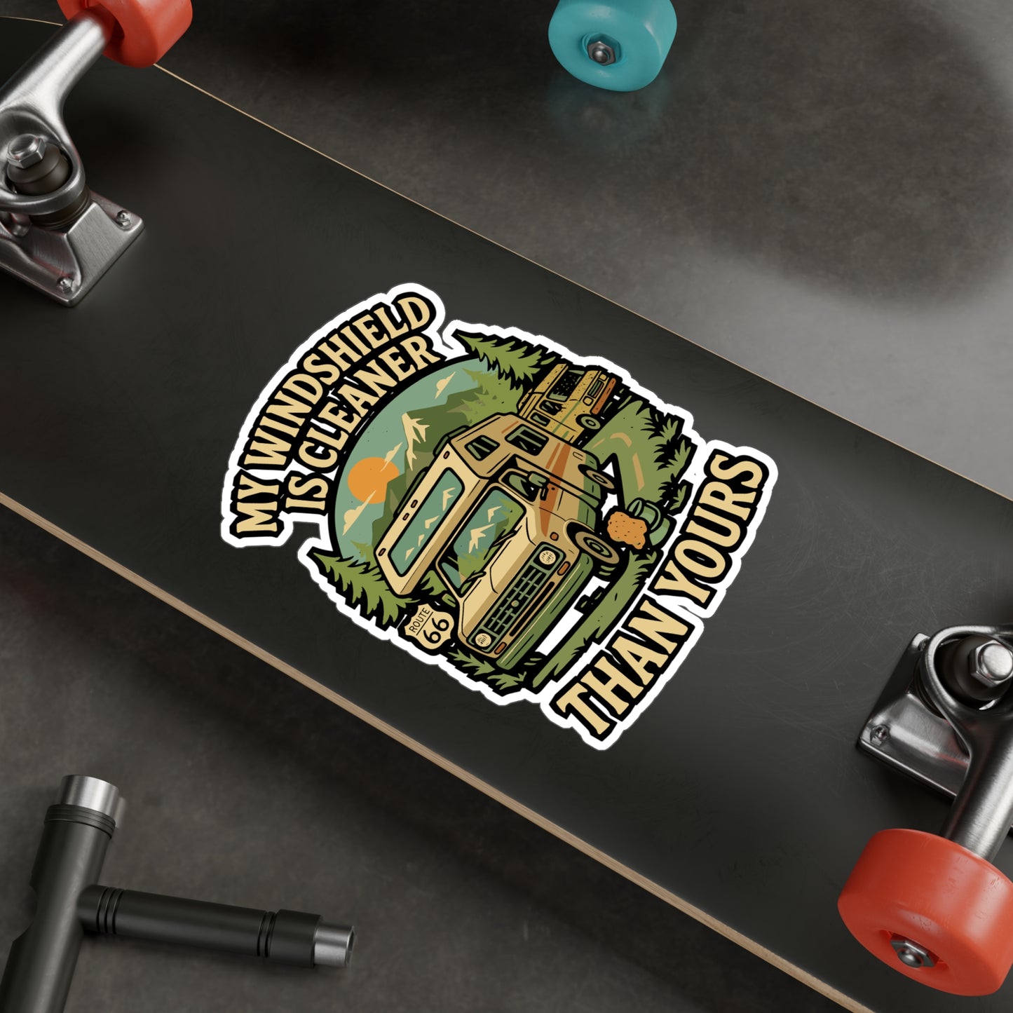 My Windshield Is Cleaner Than Yours – Camper Sticker for RV, Laptop & Water Bottle | Funny Travel Trailer Gift