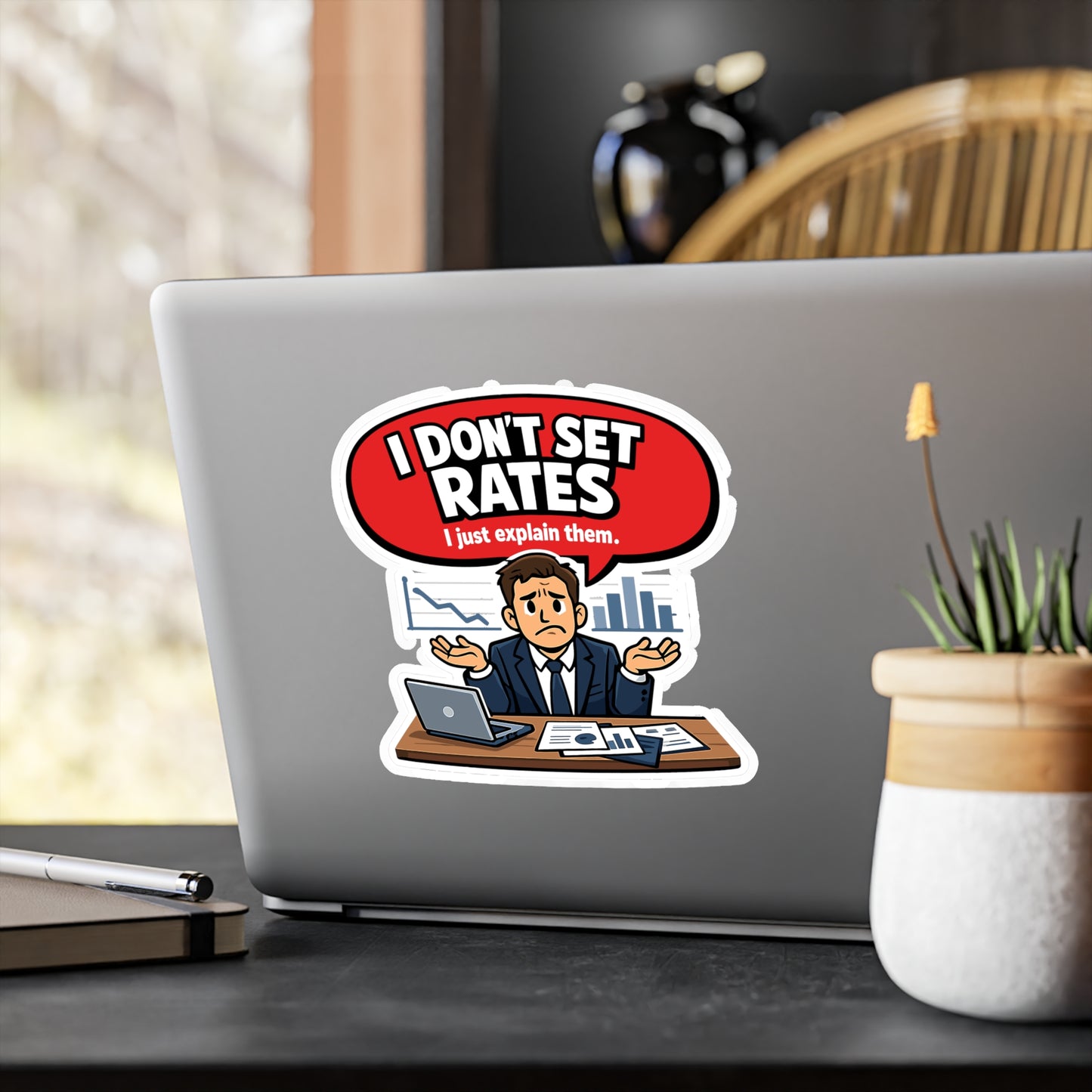 Insurance Agent Sticker I Don’t Set Rates Funny Policy Premium Liability Vinyl Waterproof decals for Laptop Water Bottle