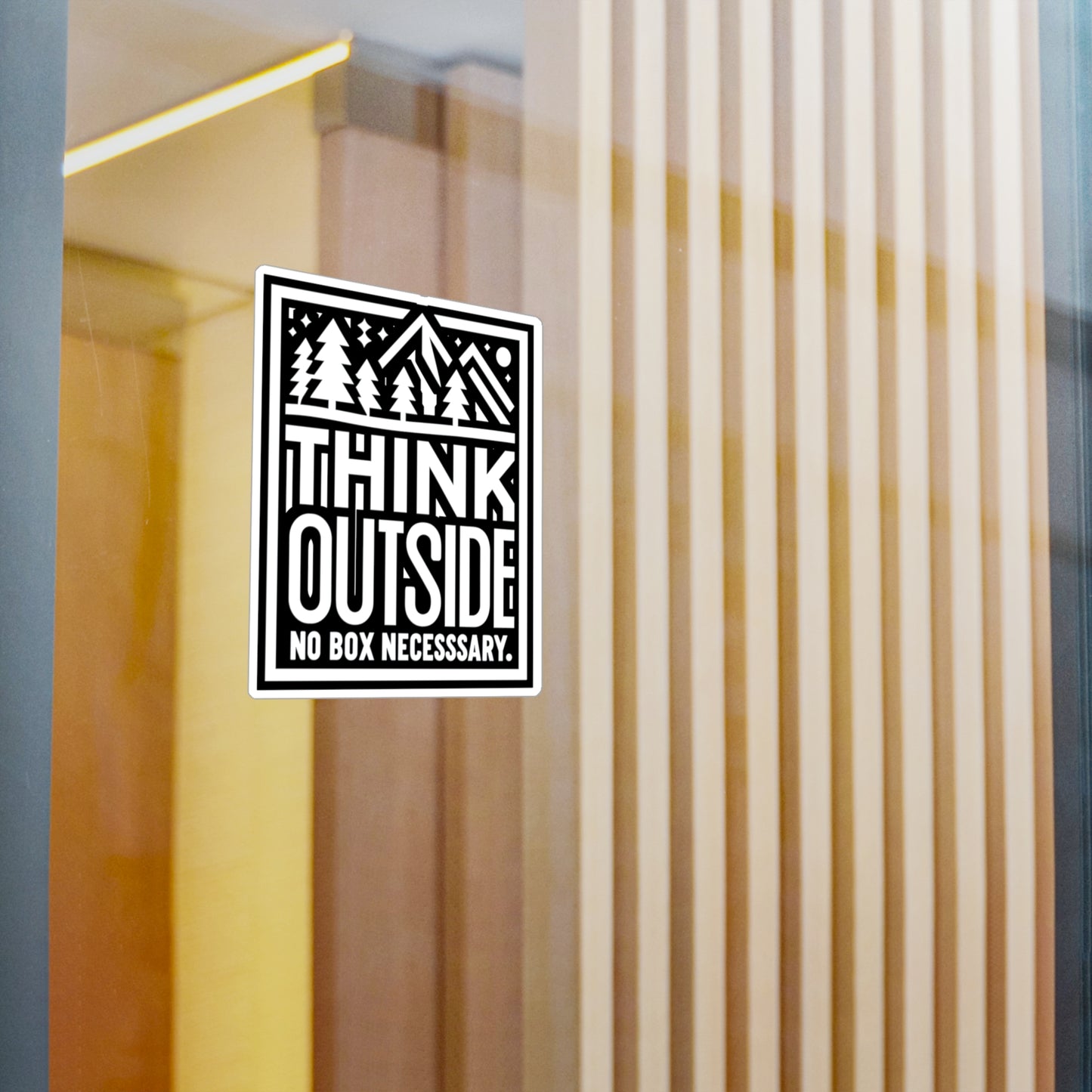 Think outside. No box necessary - Hiking Sticker for Laptop Sticker. Water Bottle Sticker, Vinyl Hiker Decal - Hiking Gift
