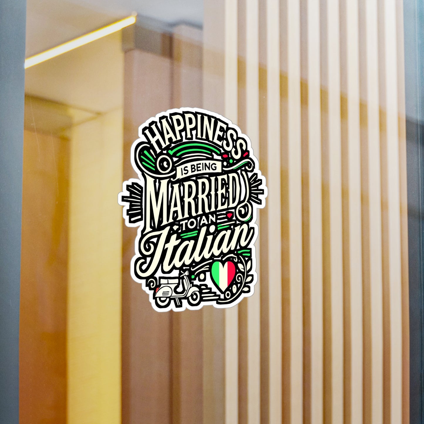 Happiness Is Being Married to an Italian – Funny Vinyl Sticker for Laptop or Water Bottle | Italy-Themed Gift for Wife or Husband