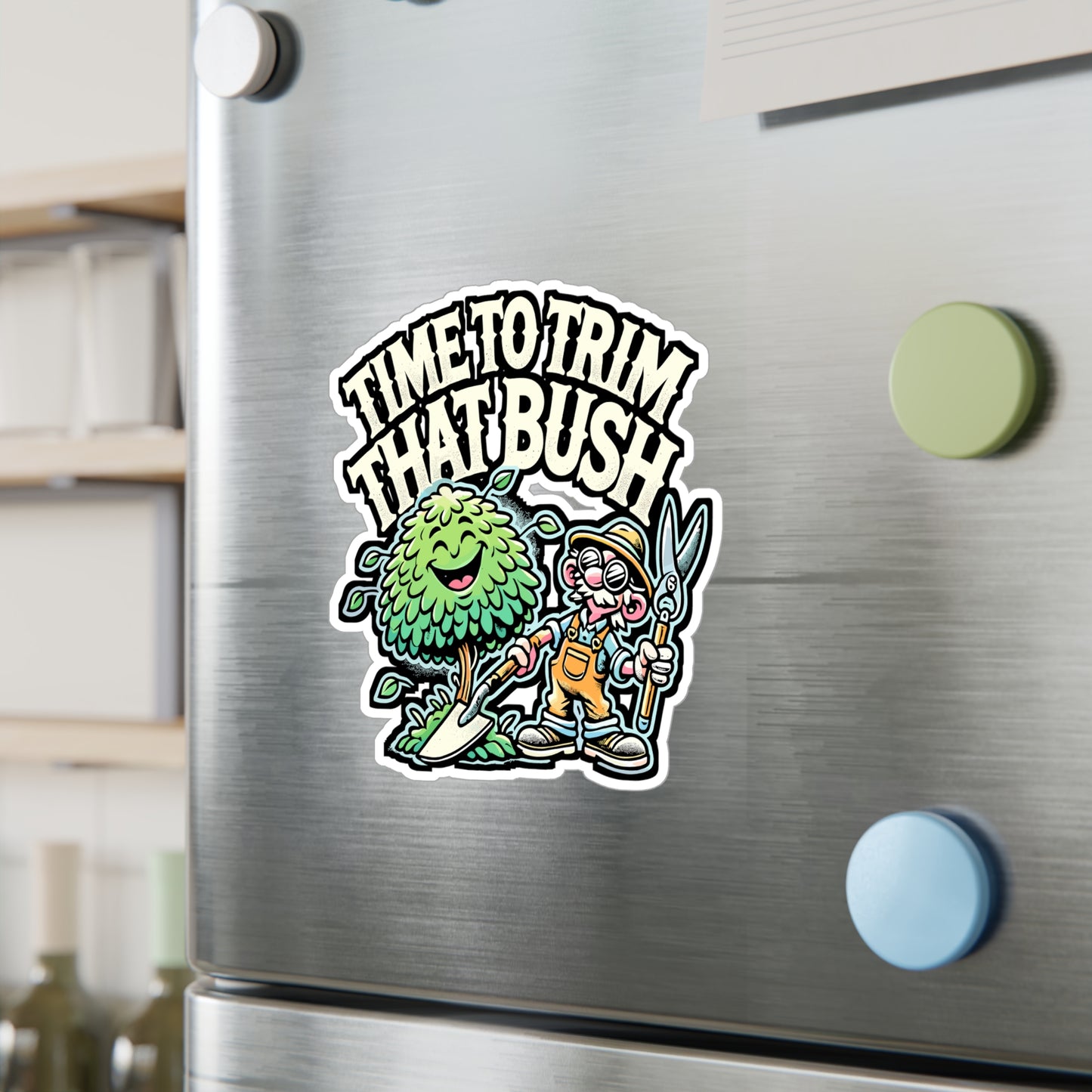 Time To Trim That Bush – Funny Landscaper Sticker for Laptop or Water Bottle | Gardening Pruning Gift Decal