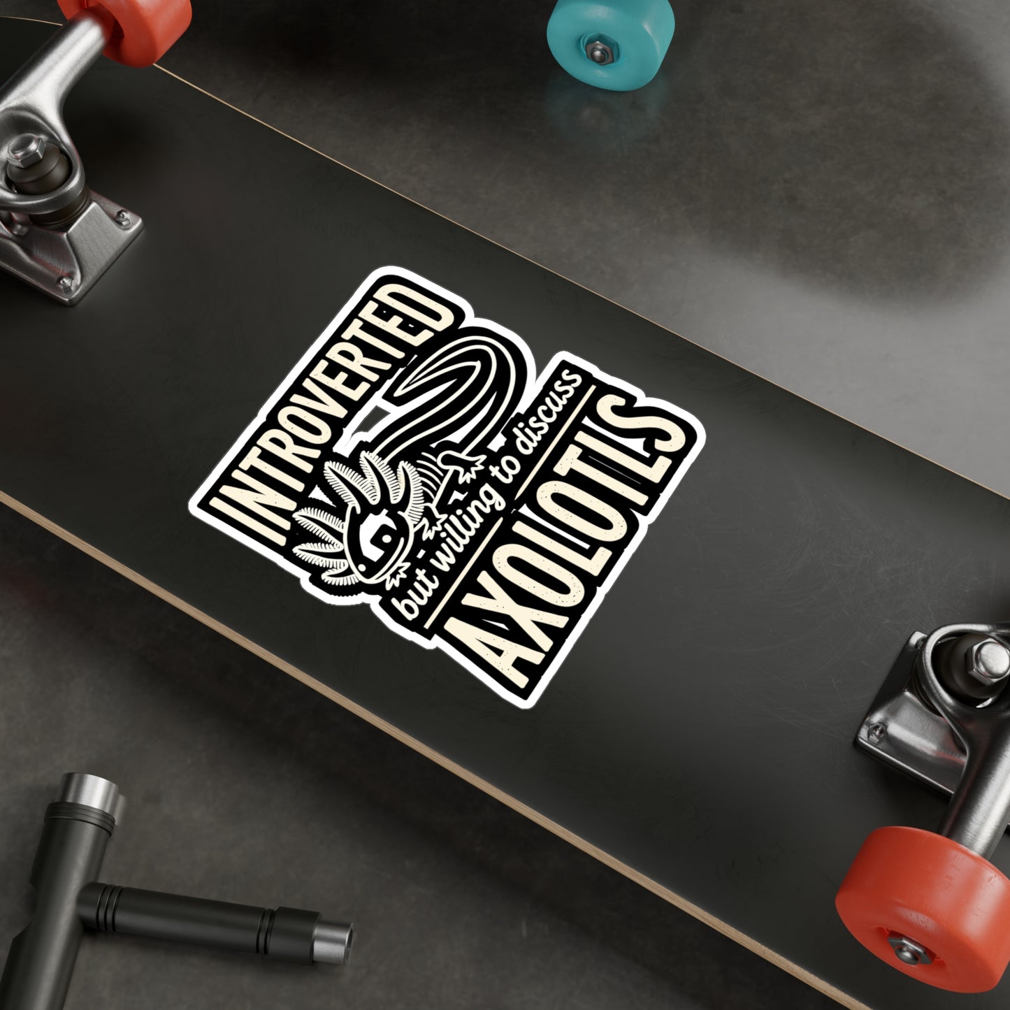 Introverted but willing to discuss Axolotls - Axolotl Sticker for Laptop Sticker. Water Bottle Sticker, Vinyl Salamander Decal - Axolotl Gift