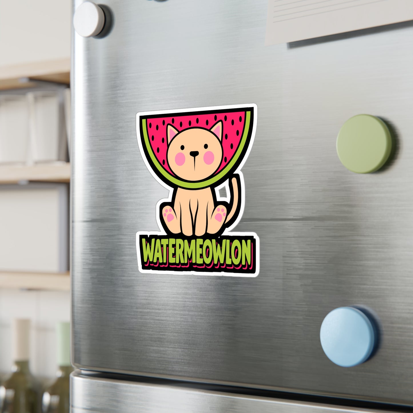 Watermelon cat - Cat Sticker for Car Window Laptop Sticker. Water Bottle Sticker, Vinyl Watermelon Decal, Fruit Sticker - Cat Gift