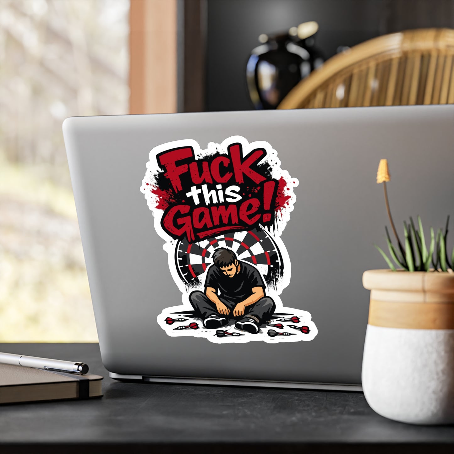 Dart Sticker "Fuck this game!" Funny Dartboard Drinking Team Vinyl Sticker Decals Waterproof for Laptop Water Bottle