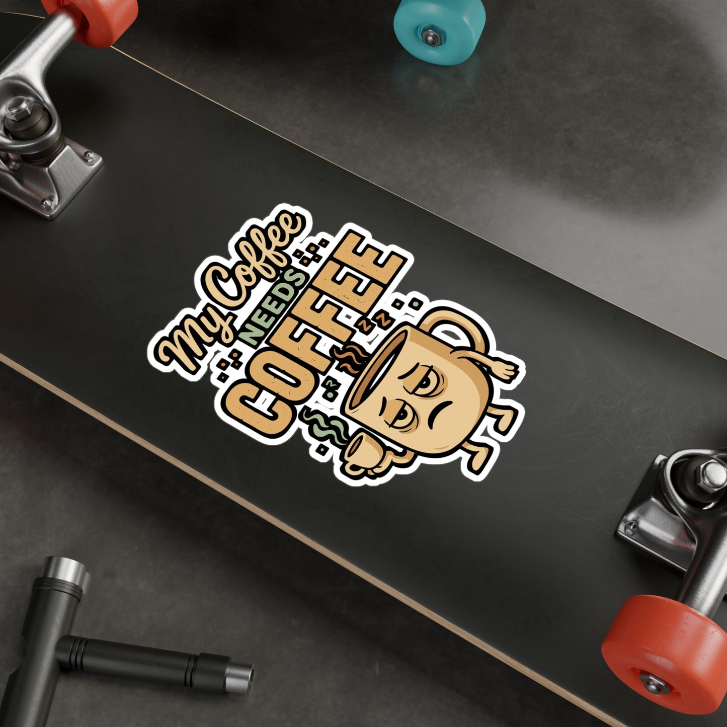 My Coffee Needs Coffee – Funny Sticker for Laptop, Water Bottle & Barista Gear | Gift for Caffeine Lovers